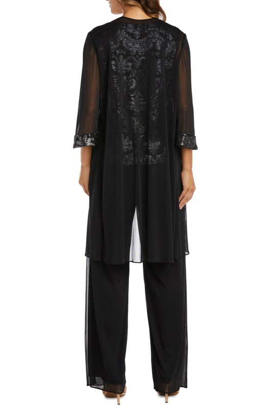 RM Richards 3-Piece Beaded Neck Duster Pants Set