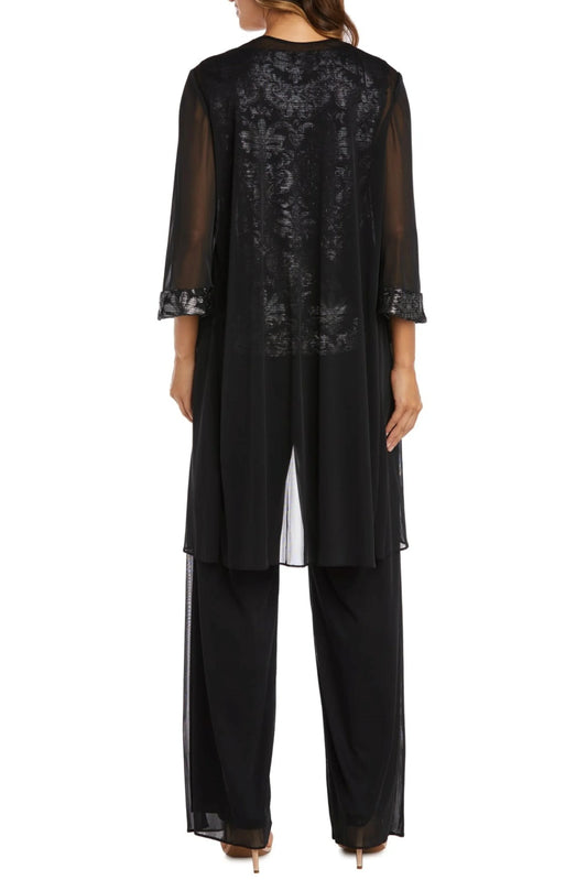 RM Richards 3-Piece Beaded Neck Duster Pants Set