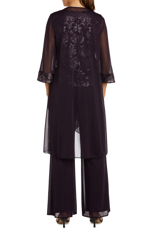 RM Richards 3-Piece Beaded Neck Duster Pants Set