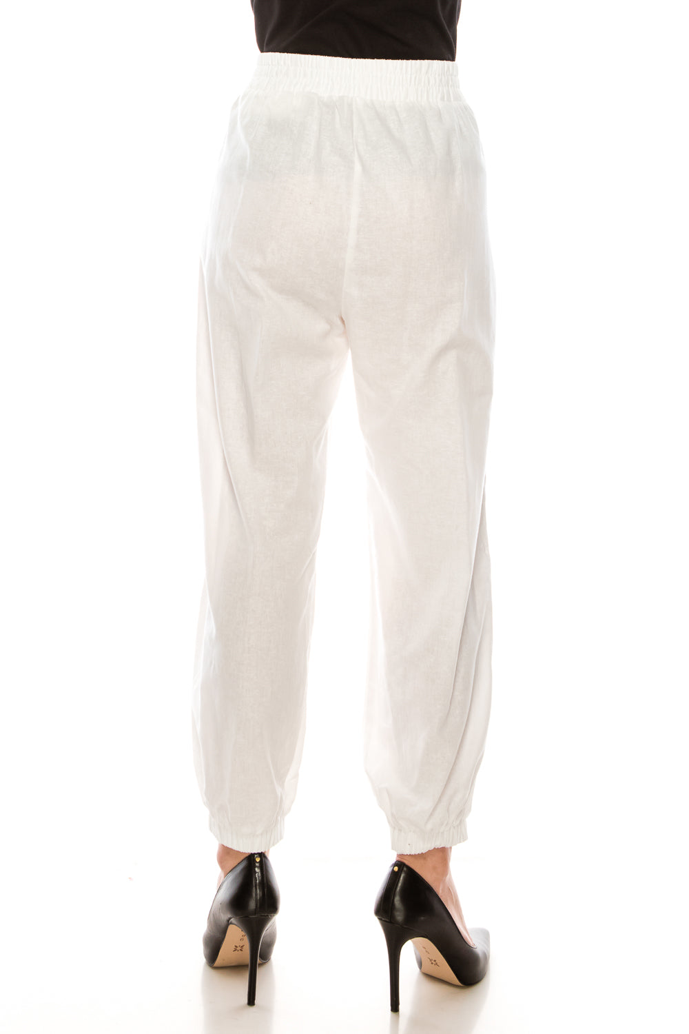 Linen Blen by Hester & Orchard White Elastic Waist Jogger Pants
