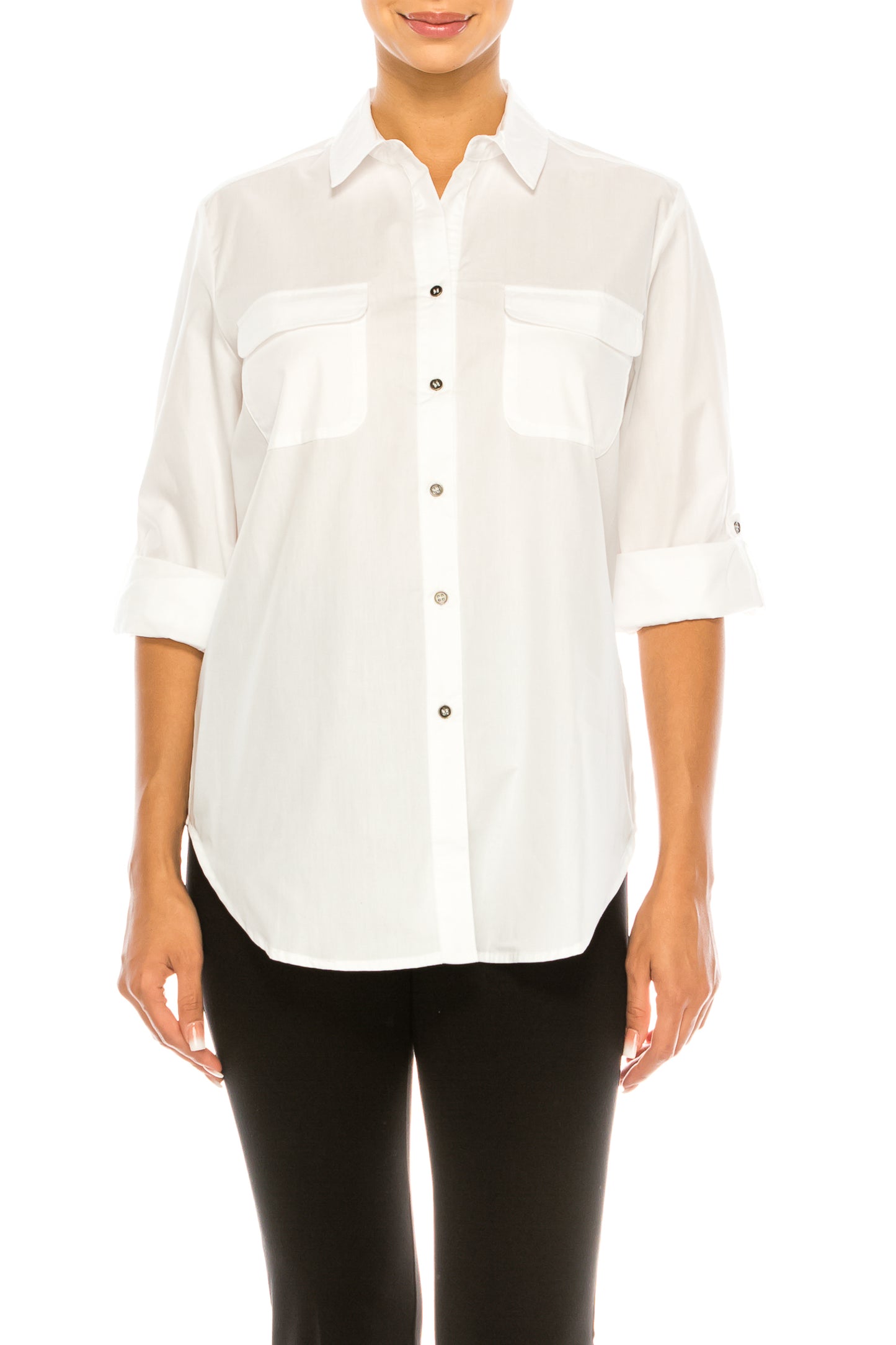 Hester & Orchid White Button Up Collared Top