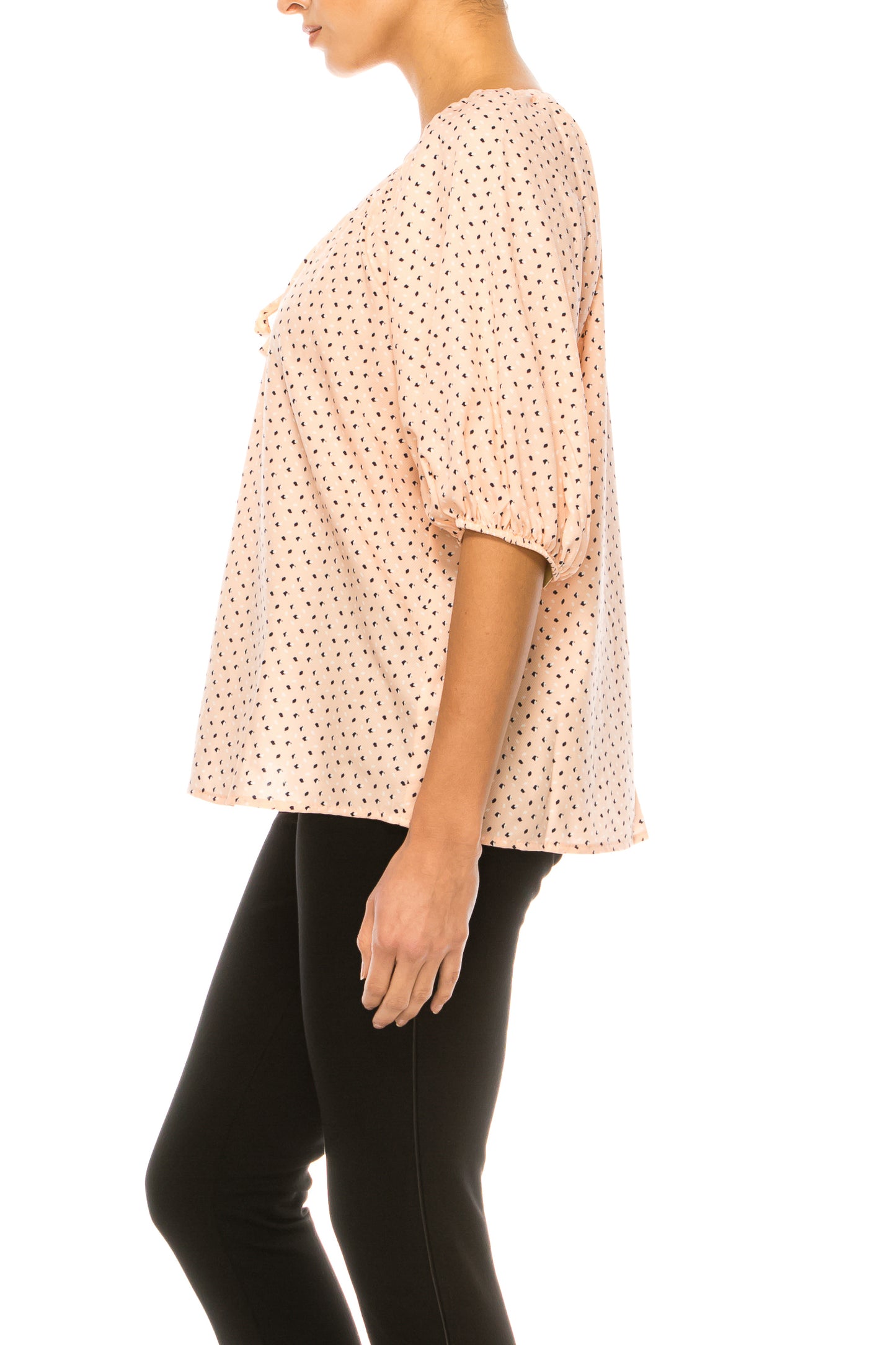 Hope & Harlow Tie-Front Printed Short Sleeve Top