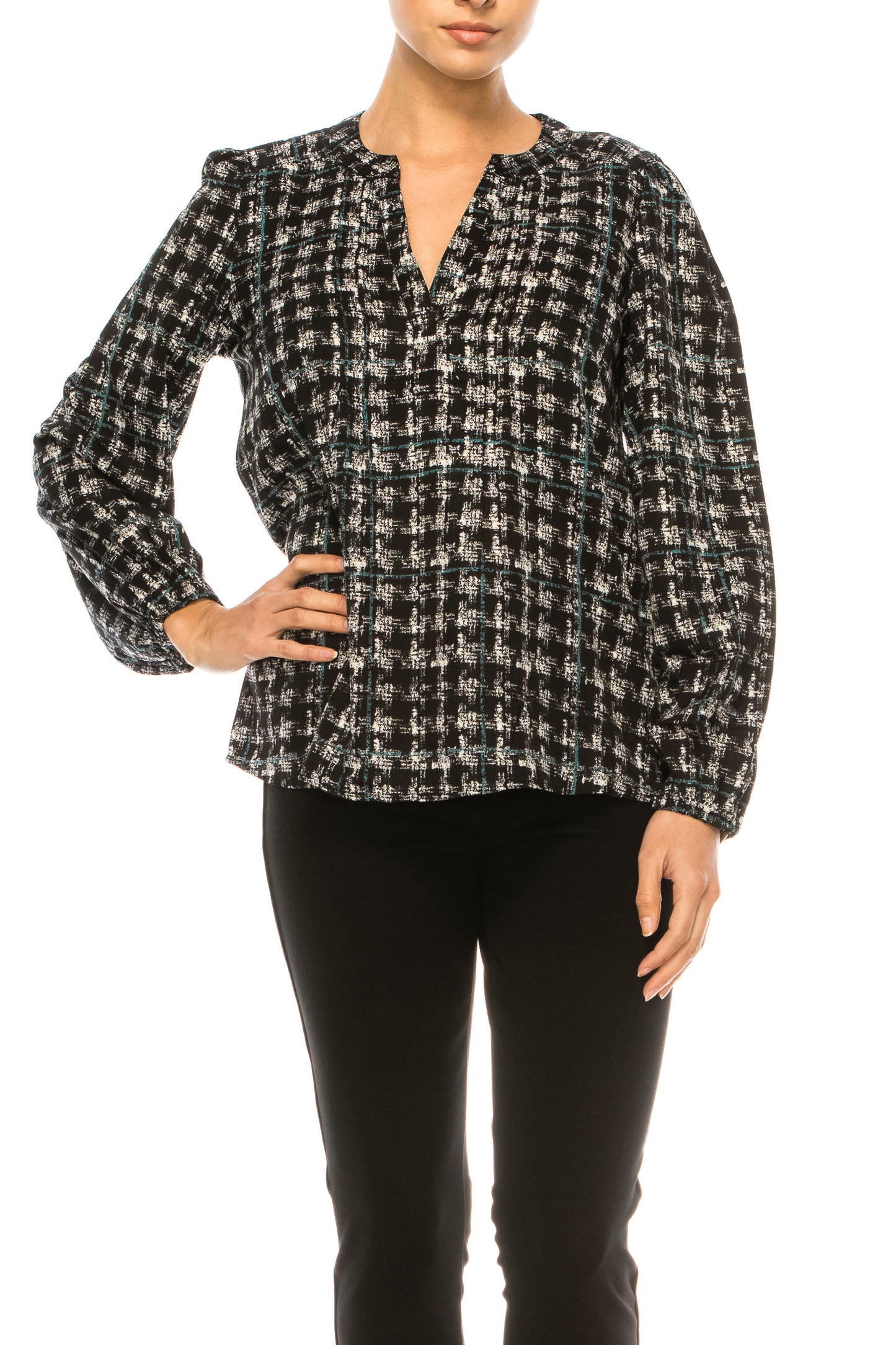 Hope & Harlow V-Neck Collar Printed Top