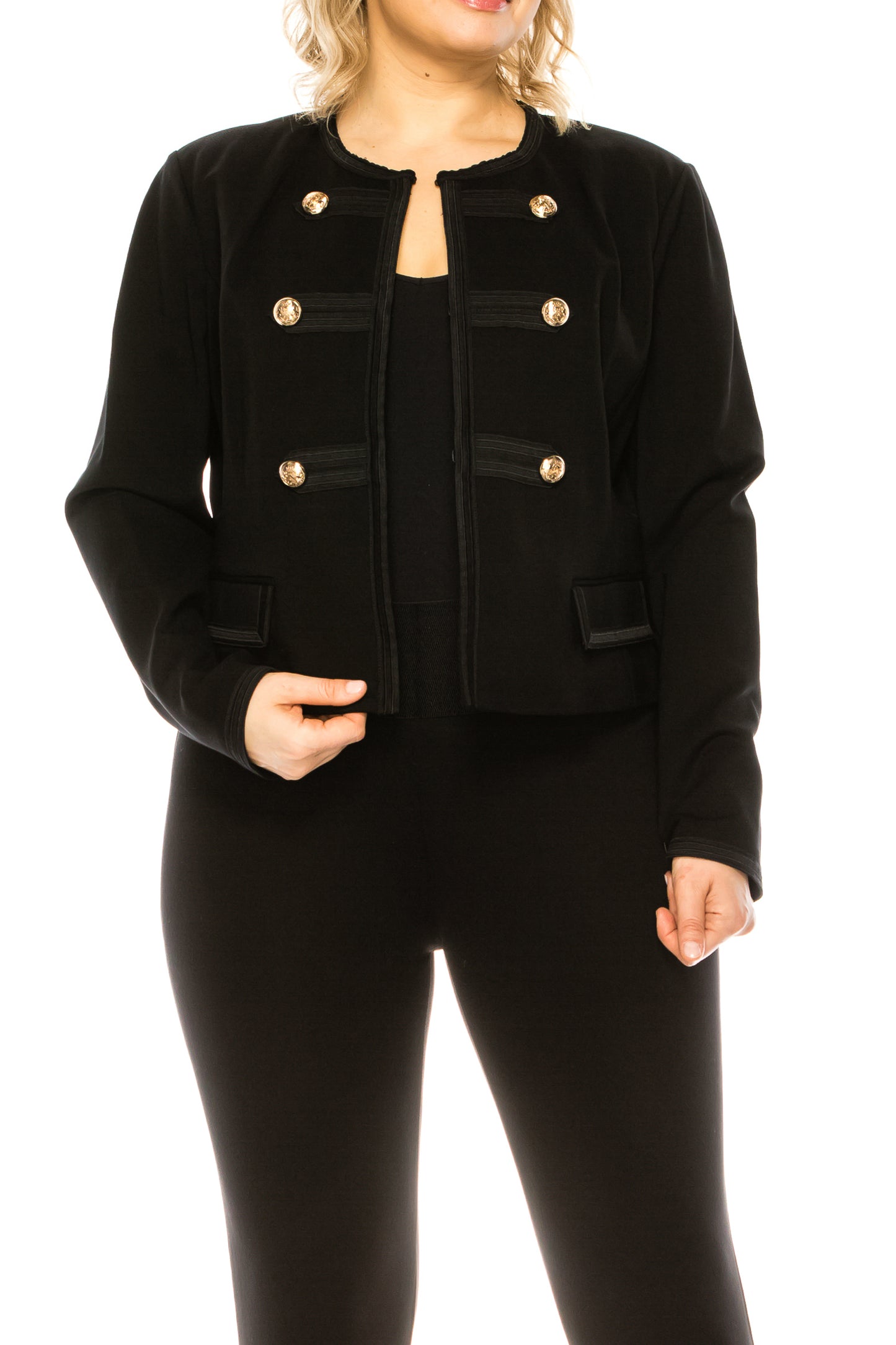 Nygard Black Double Breasted Crop Blazer