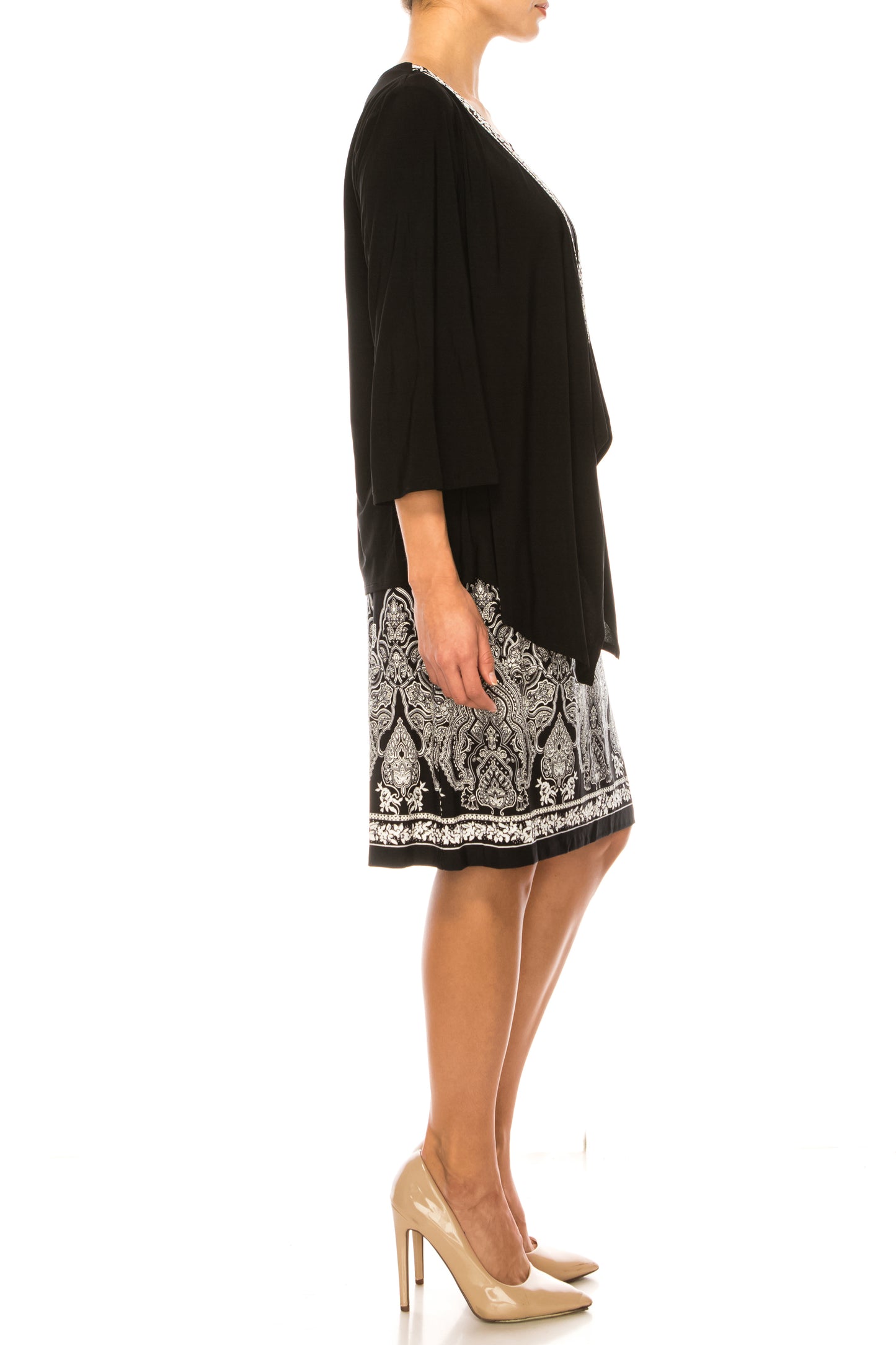 Sandra Darren 3/4 Sleeve Attached Jacket Dress