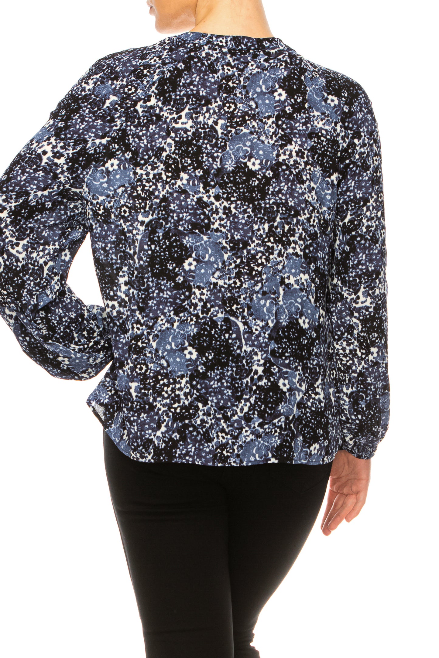 Zac & Rachel Long Sleeve Printed Split-Neck Top