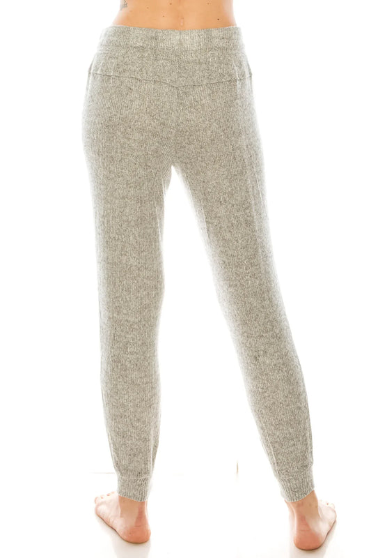 ZAC & RACHEL light grey heather drawstring jogger pants on a model