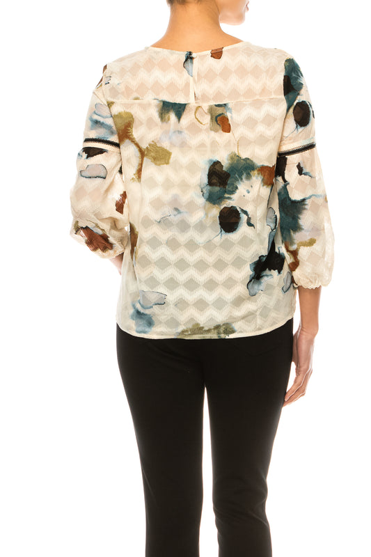 Zac & Rachel Multi Print 3/4 Sleeve Top