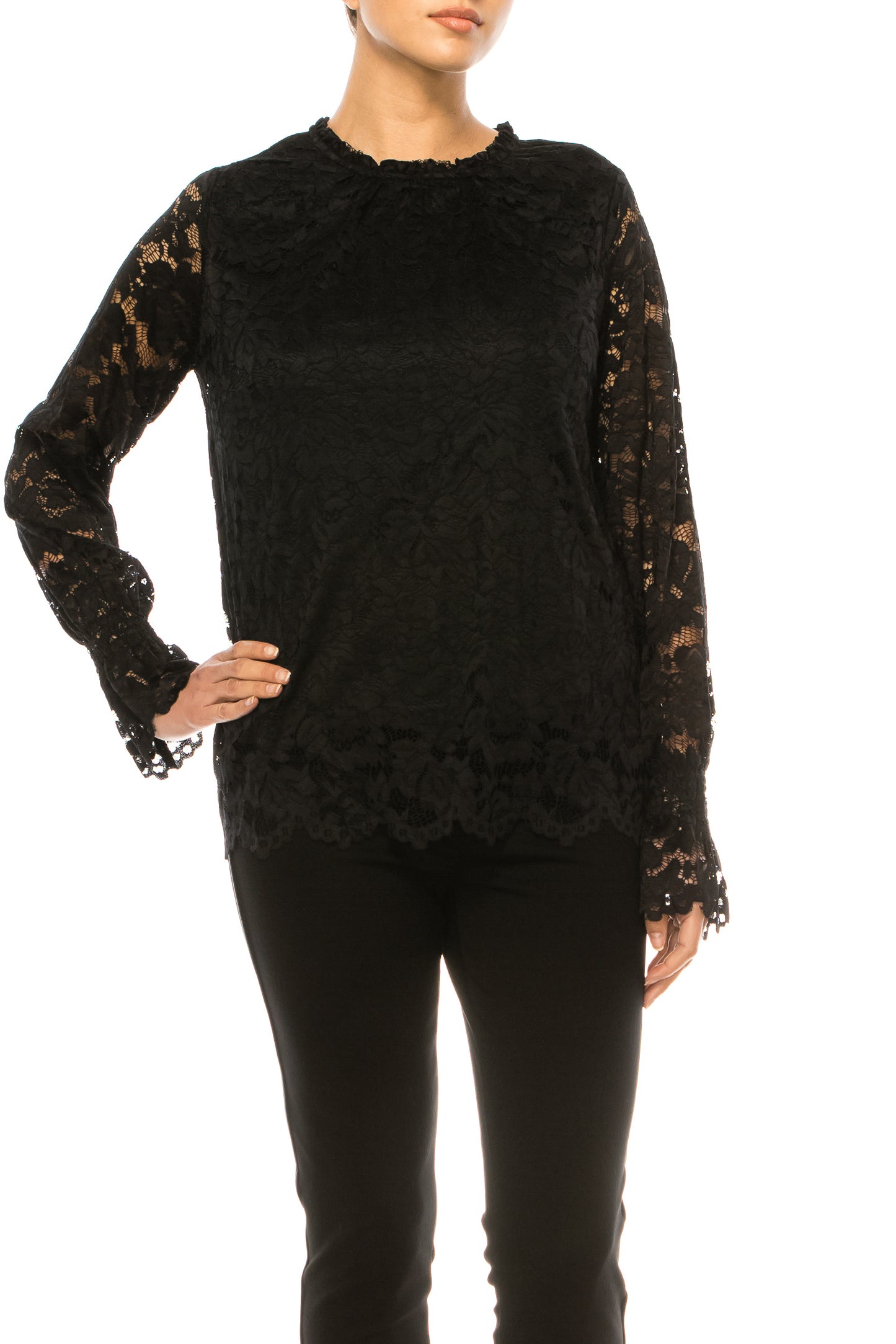 Zac & Rachel Floral Lace Long Sleeve Top