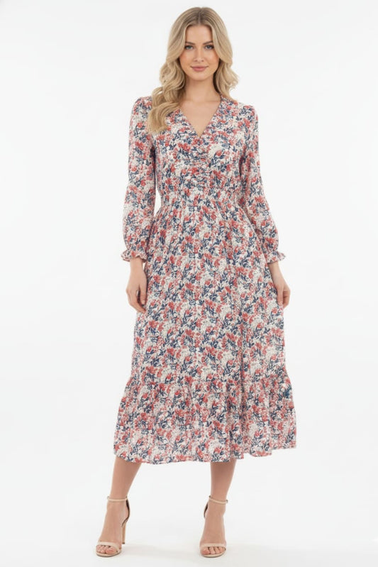 Amour Vert Lila Floral Spring Midi Dress