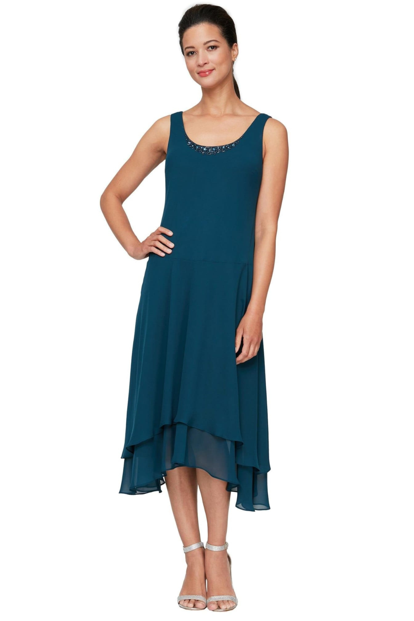 SLNY Embellished 2-Piece Evening Jacket Dress