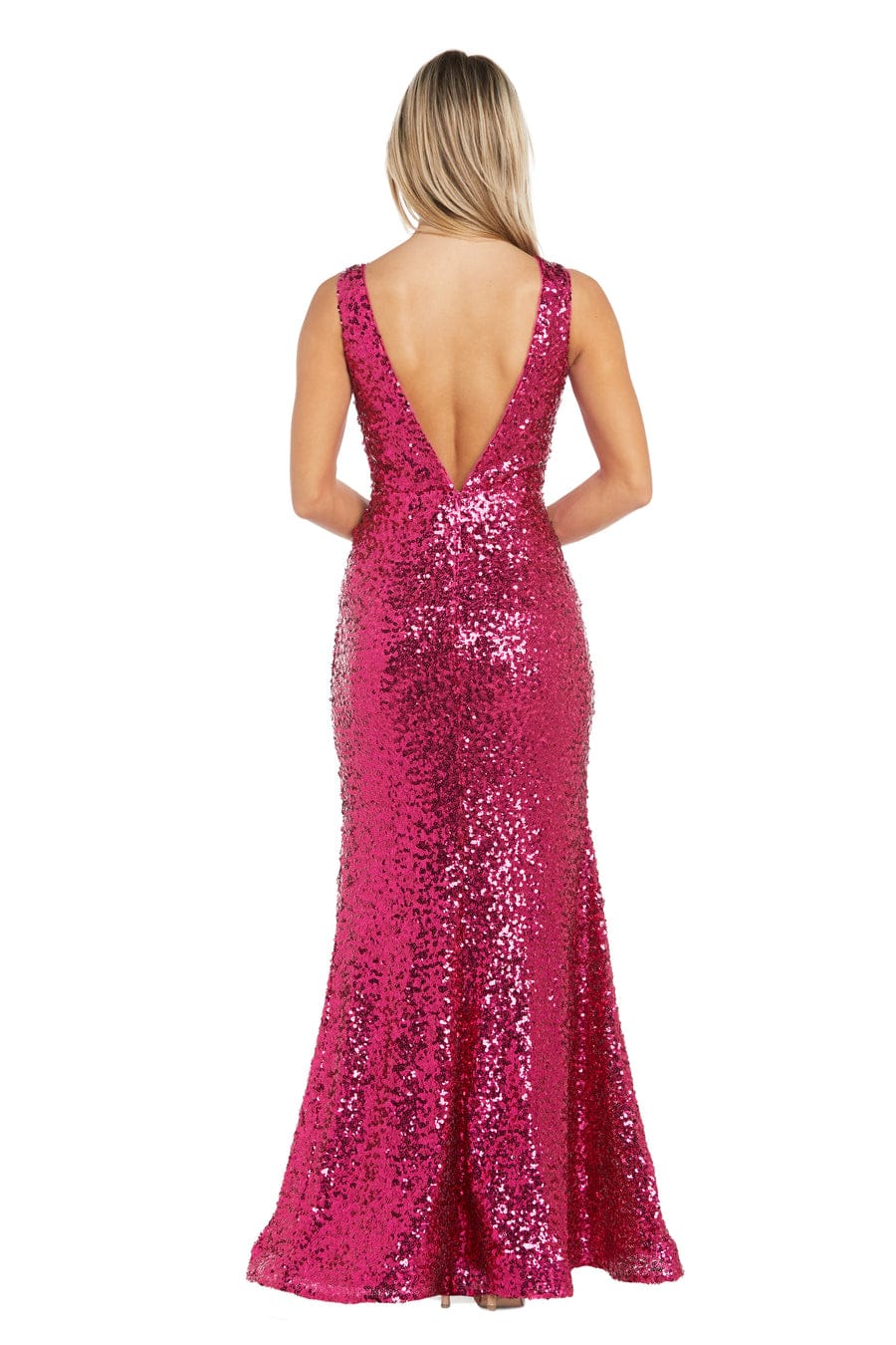 Morgan & Co  All-Over Sequin V-Neck Evening Gown