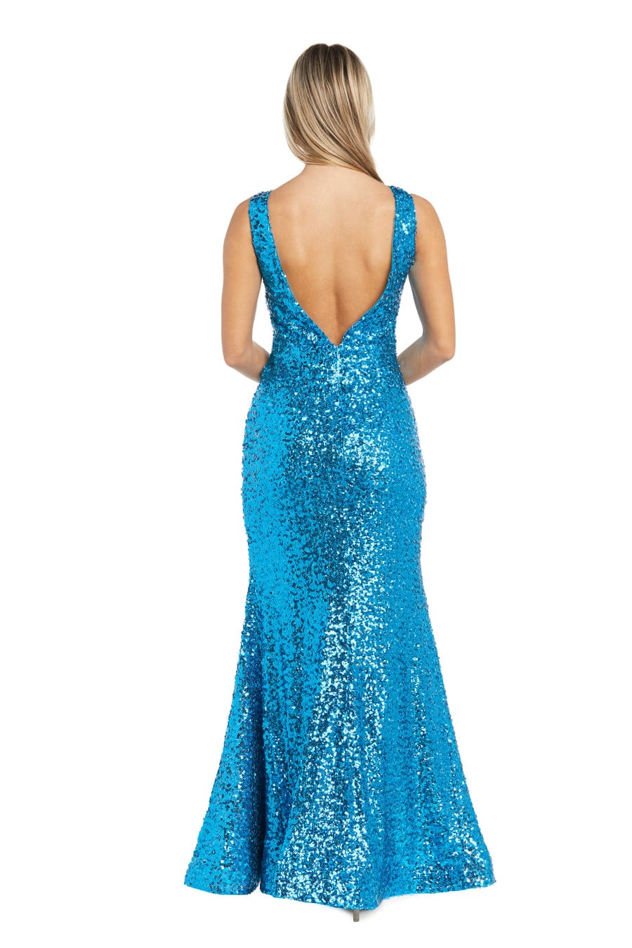 Morgan & Co  All-Over Sequin V-Neck Evening Gown