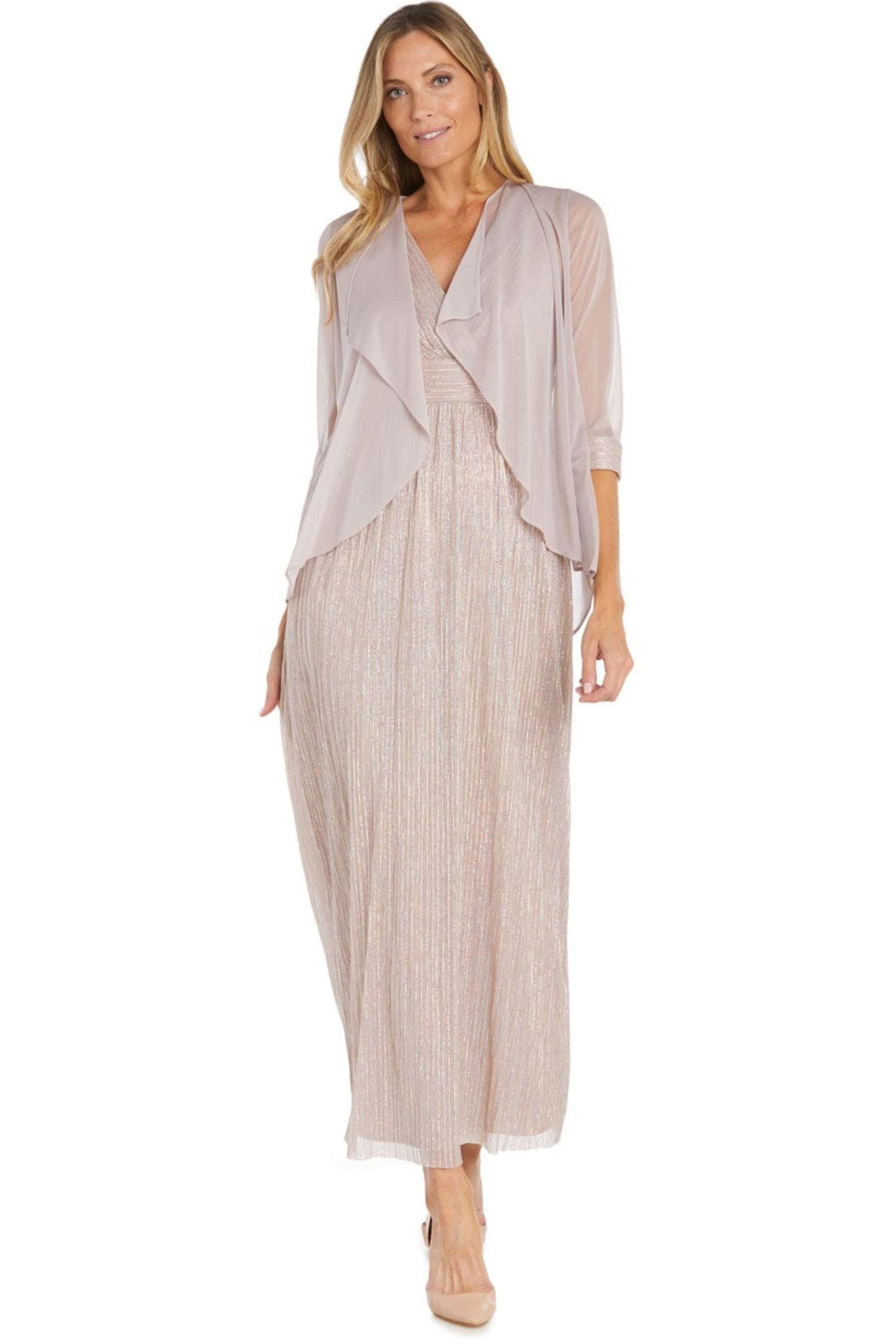 R&M Richards Metallic Shimmer Jacket Dress