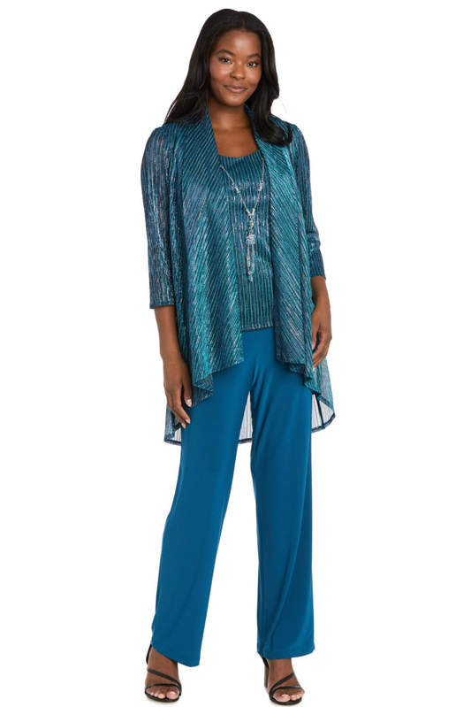 RM Richards Metallic 3-Piece Evening Pants Suit