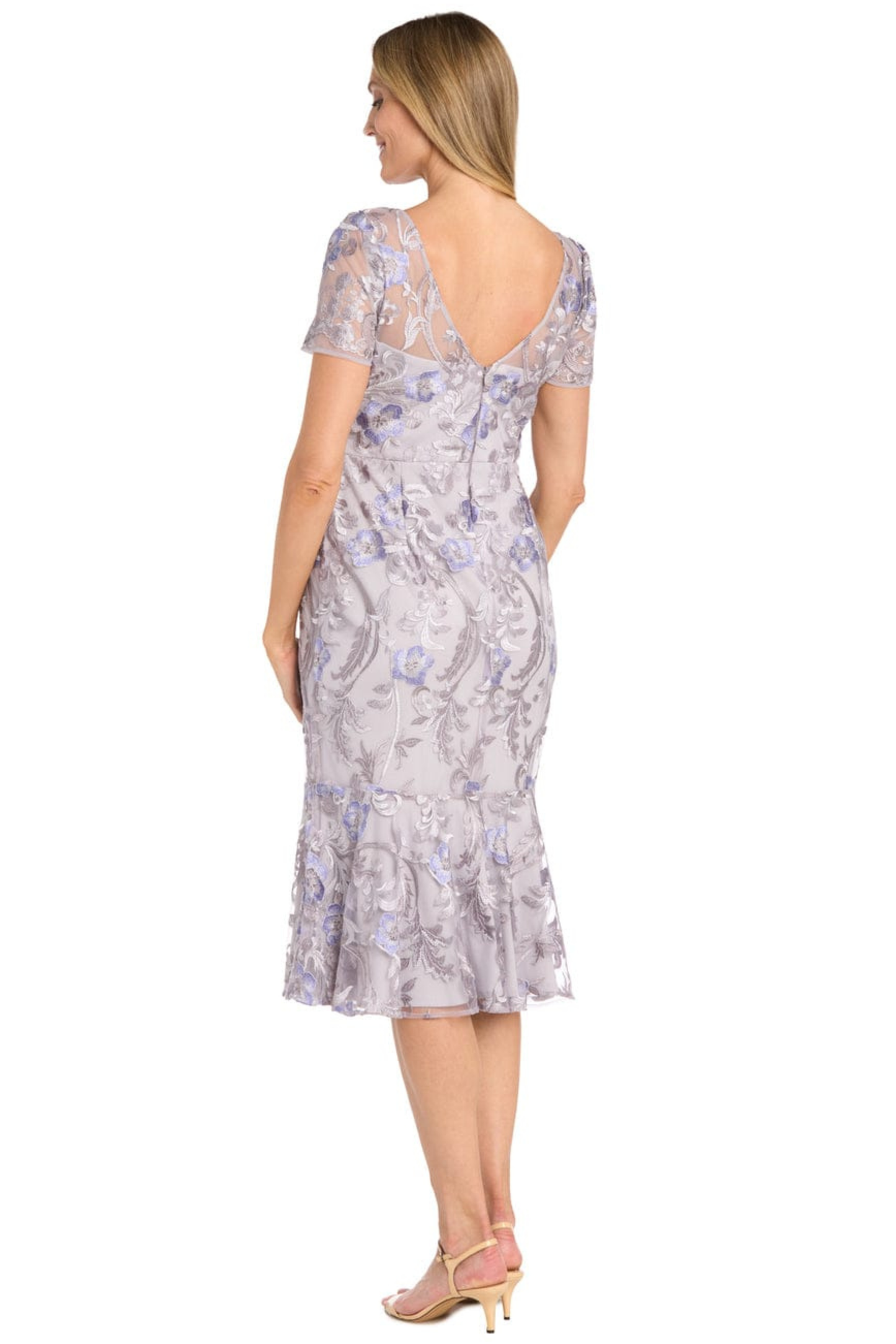R&M Richards Sequined Embroidery Midi Party Dress