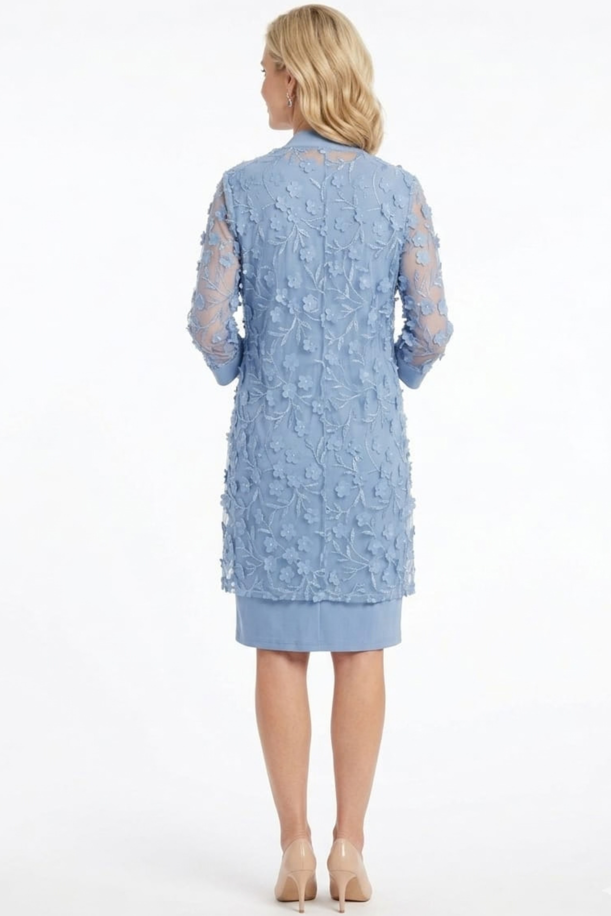R&M Richards 3D Floral Appliqué 2-Piece Jacket Dress Set
