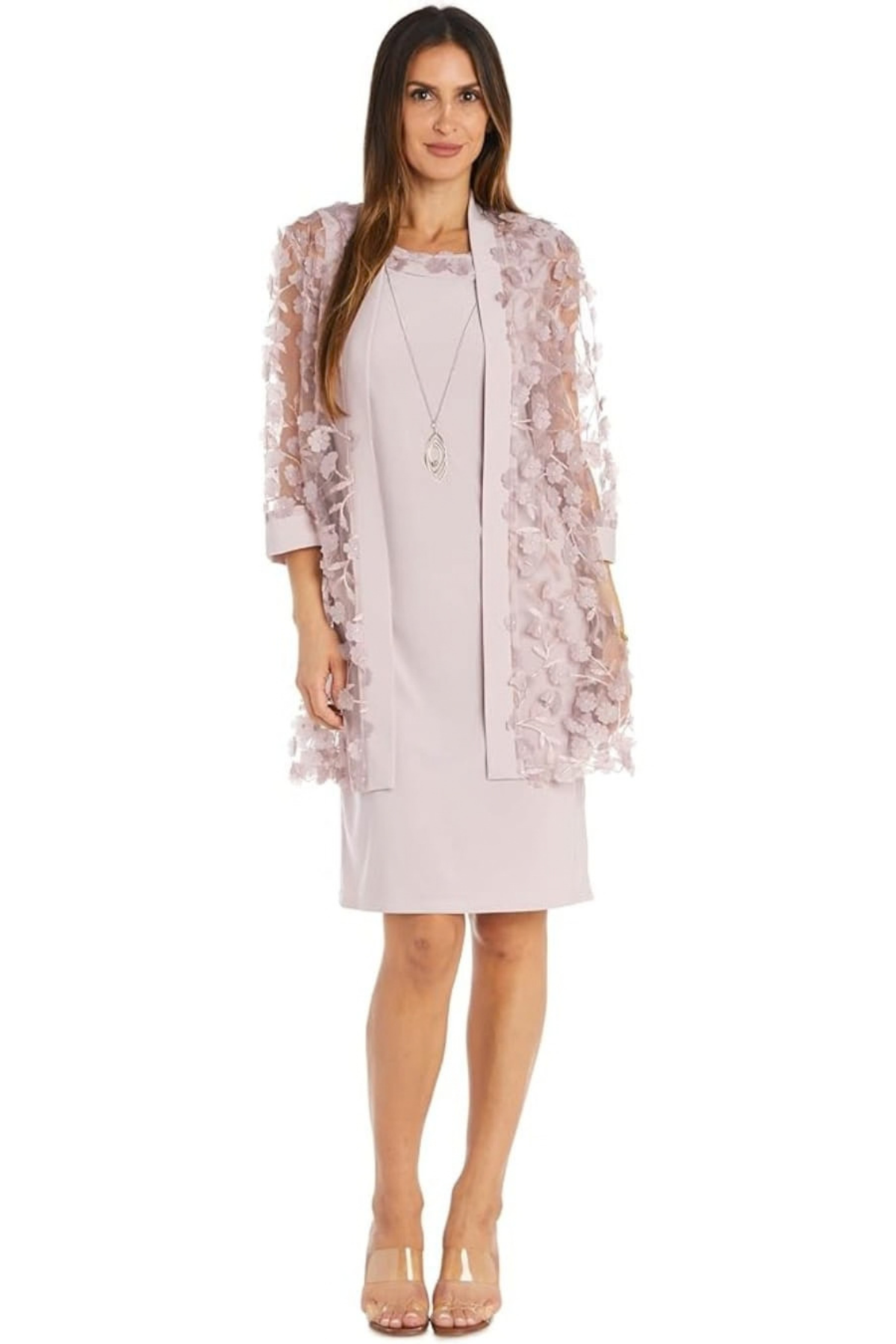 R&M Richards 3D Floral Appliqué 2-Piece Jacket Dress Set