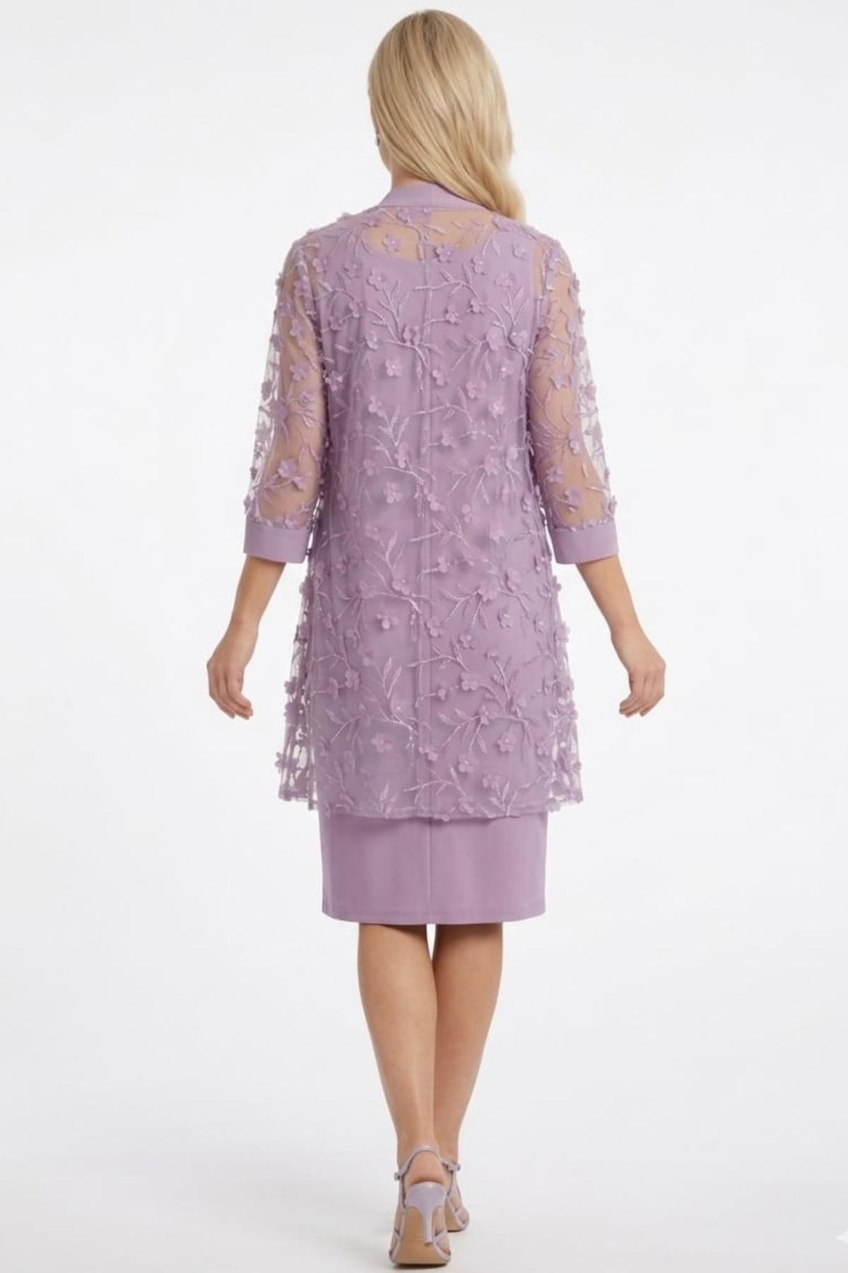 R&M Richards 3D Floral Appliqué 2-Piece Jacket Dress Set
