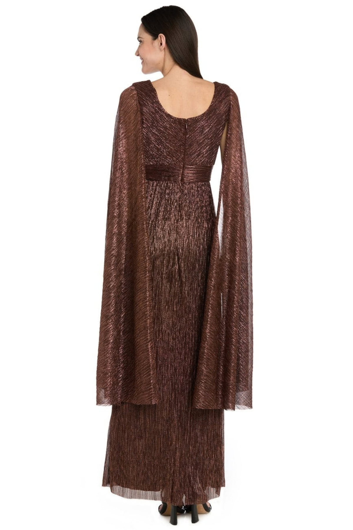 RM Richards Cape Sleeve Long Sparkly Evening Dress