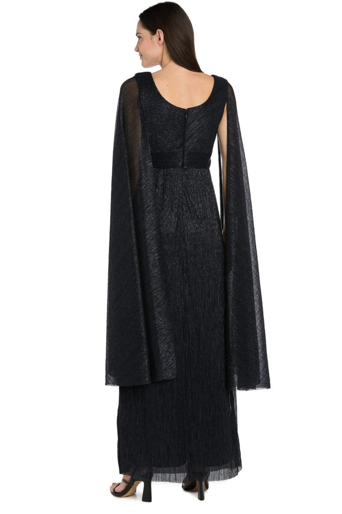 RM Richards Cape Sleeve Long Sparkly Evening Dress