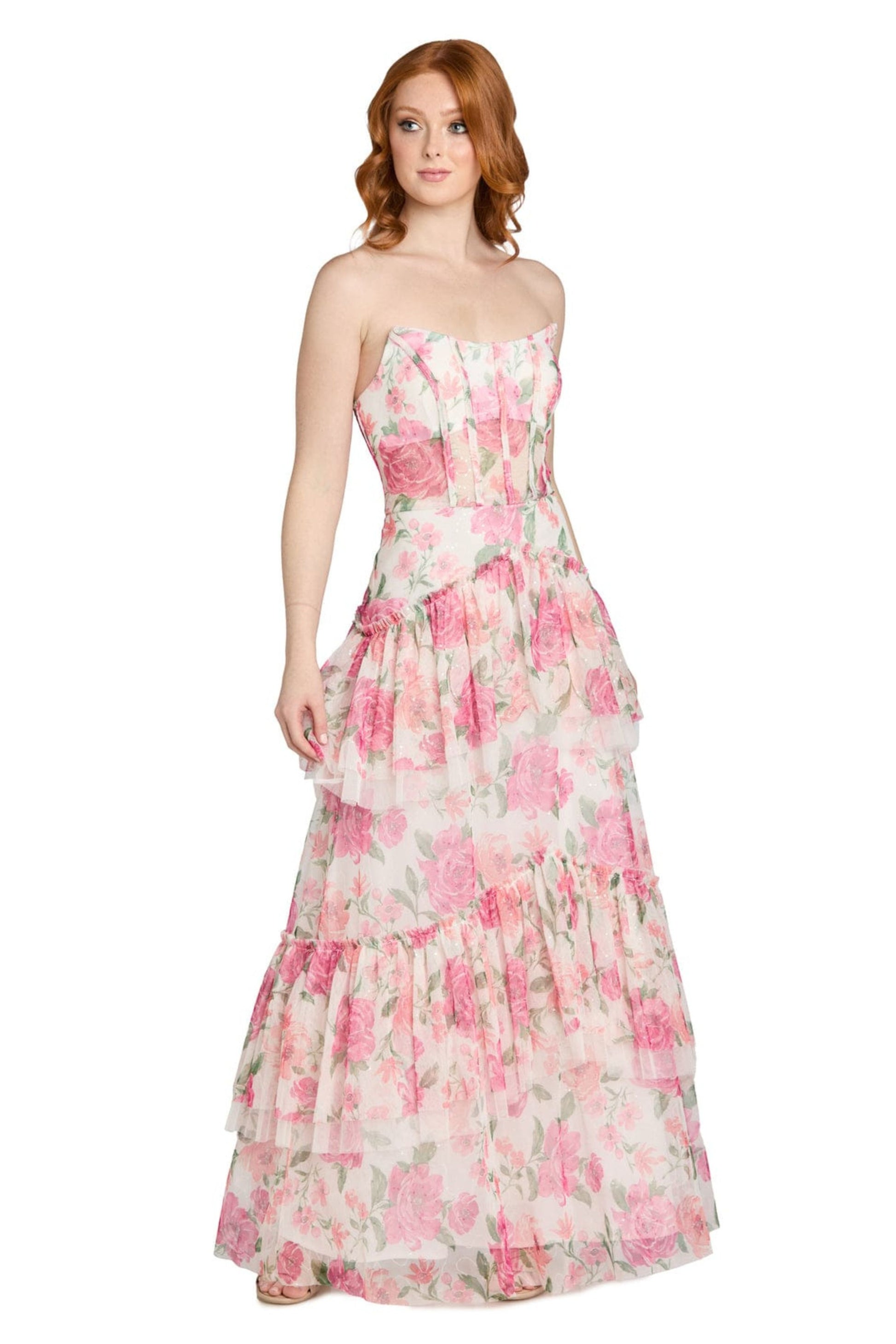 morgan and co pink dress Matilda Ruffle 11Fully Lined Morgan & Co 19070 Formal