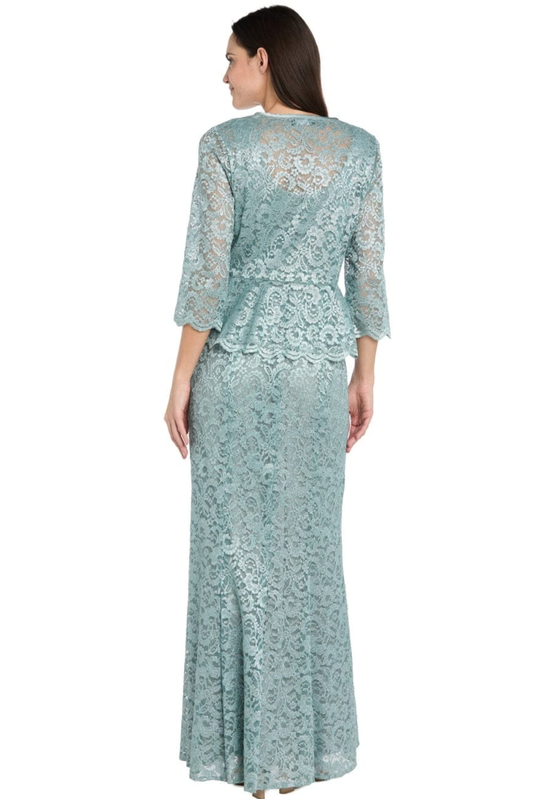 RM Richards 2-Pc Metallic Lace Formal Jacket Dress