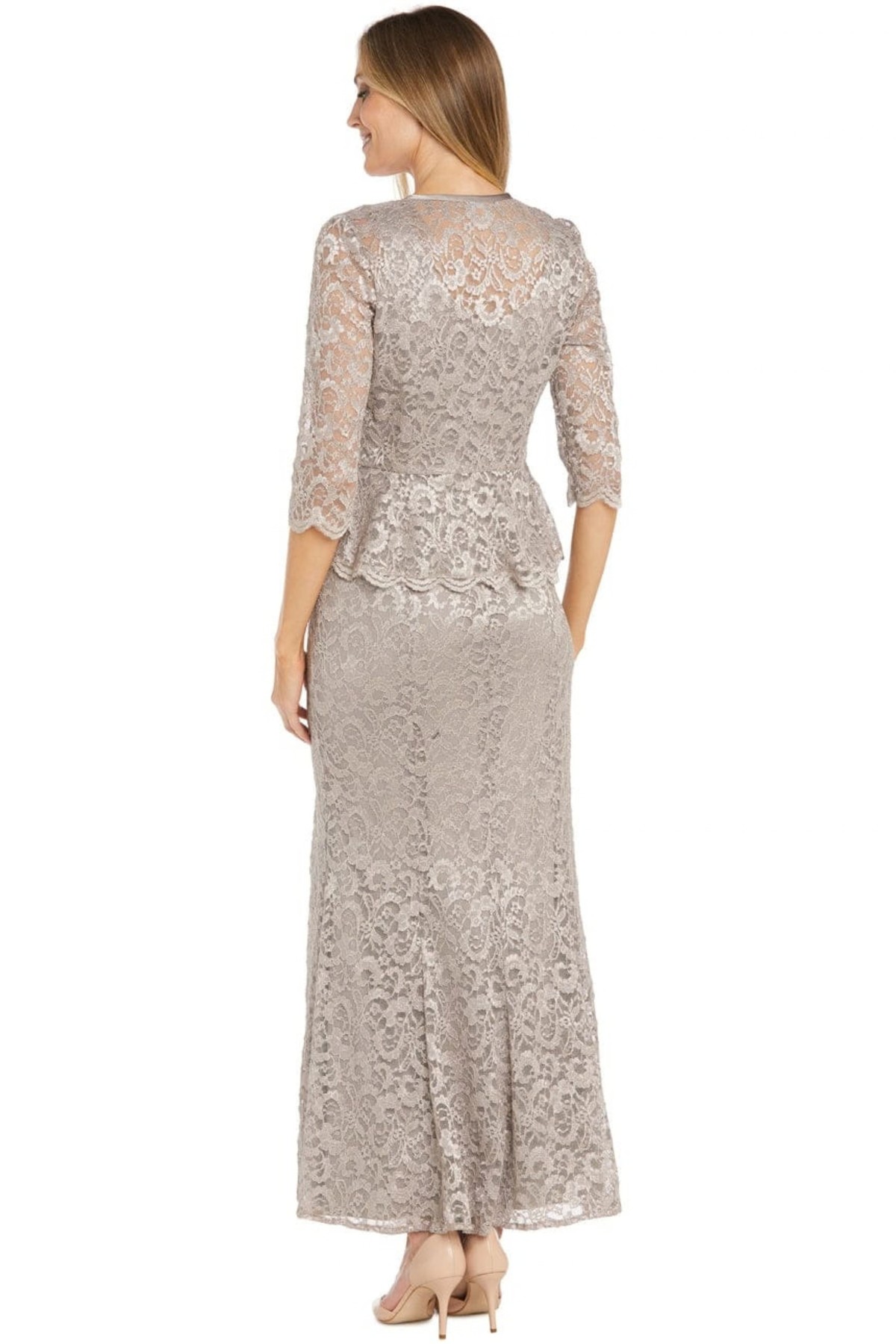 RM Richards 2-Pc Metallic Lace Formal Jacket Dress