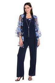 R&M Richards Floral Embroidered 3-Piece Formal Pants Set