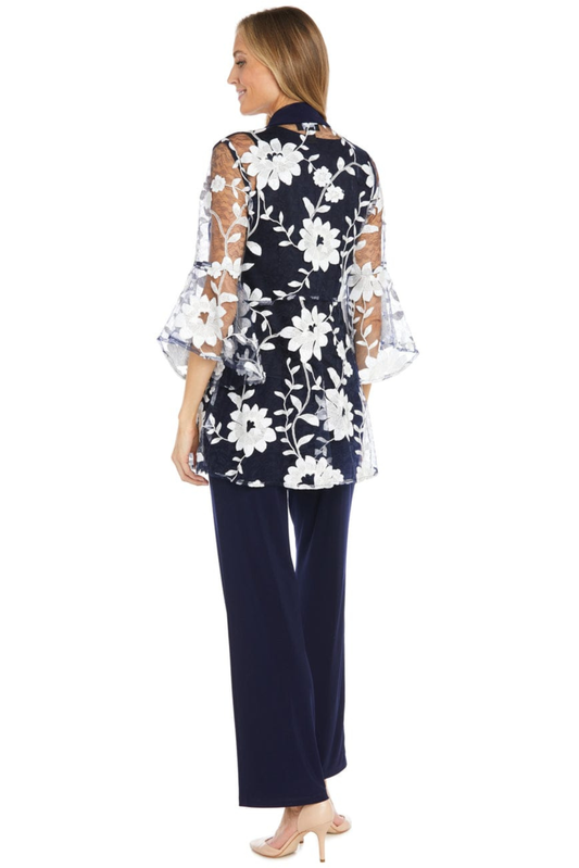 R&M Richards Floral Embroidered 3-Piece Formal Pants Set