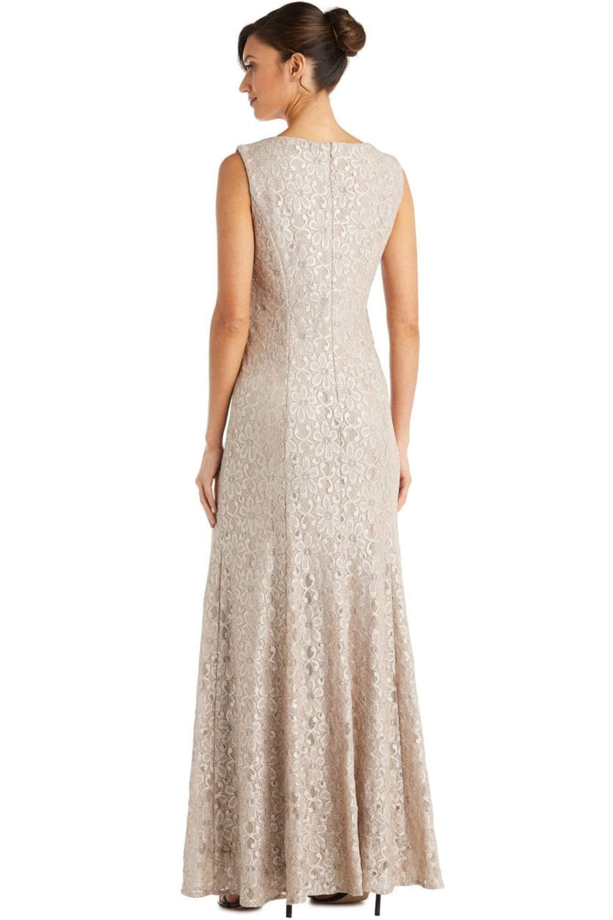 R&M Richards Sequined Lace 2-Piece Sheer Jacket Gown Set