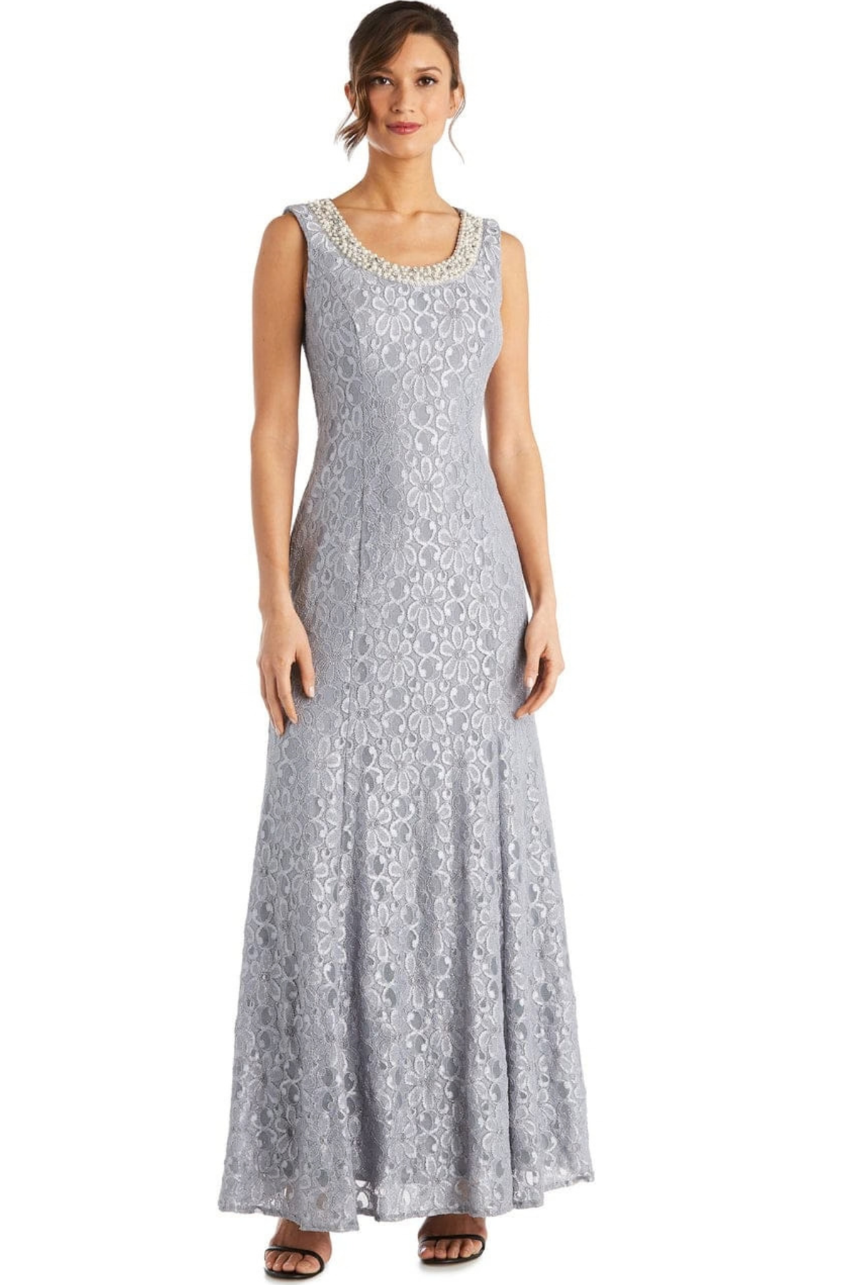 R&M Richards Sequined Lace 2-Piece Sheer Jacket Gown Set