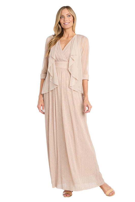 R&M Richards Shimmer Long Two-Piece Jacket Dress