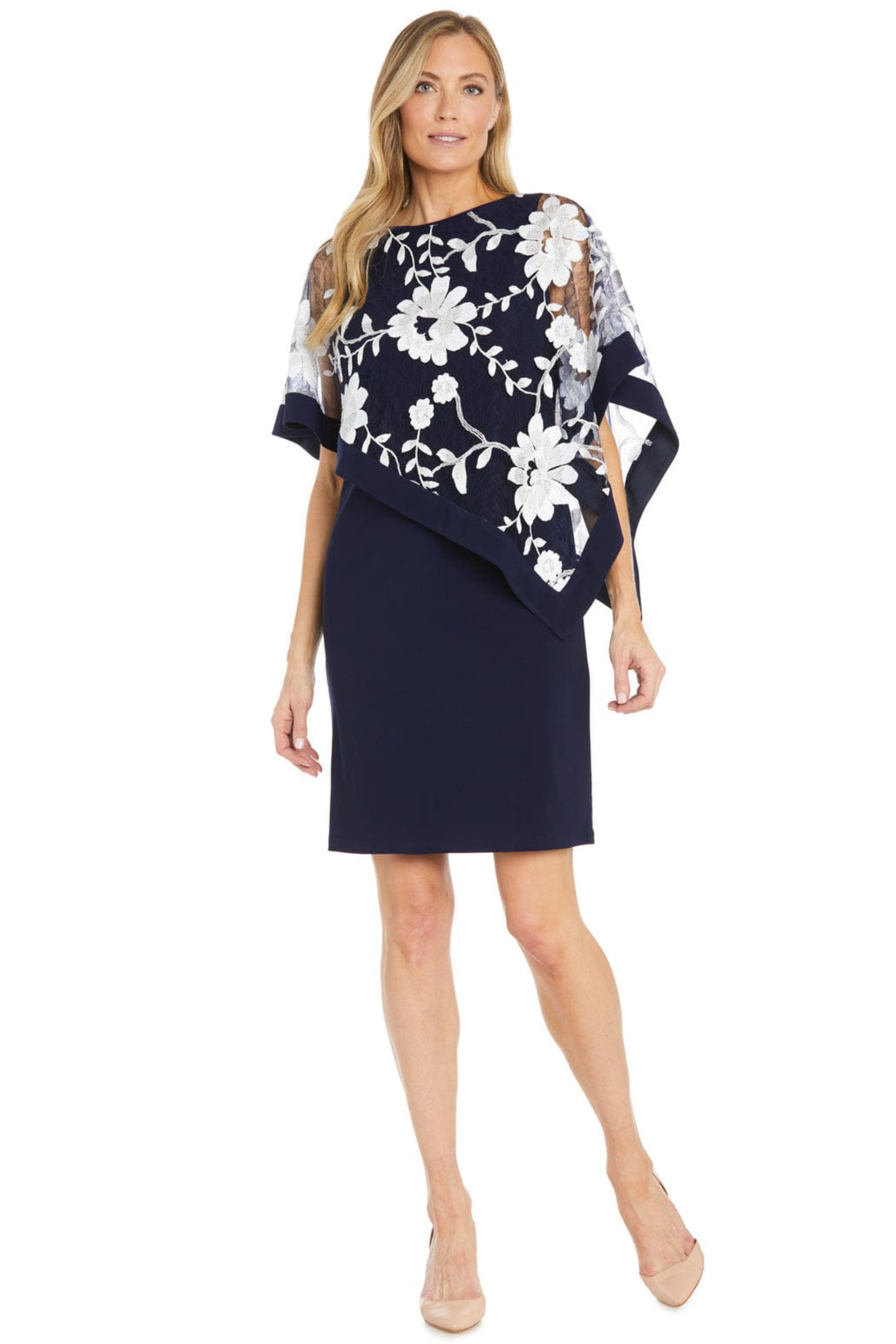 RM Richards Floral Asymmetrical Short Evening Dress