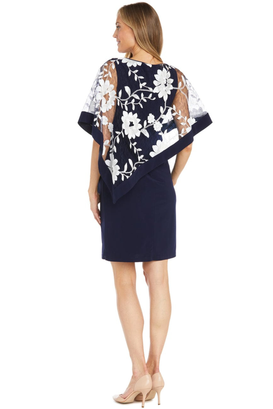 RM Richards Floral Asymmetrical Short Evening Dress