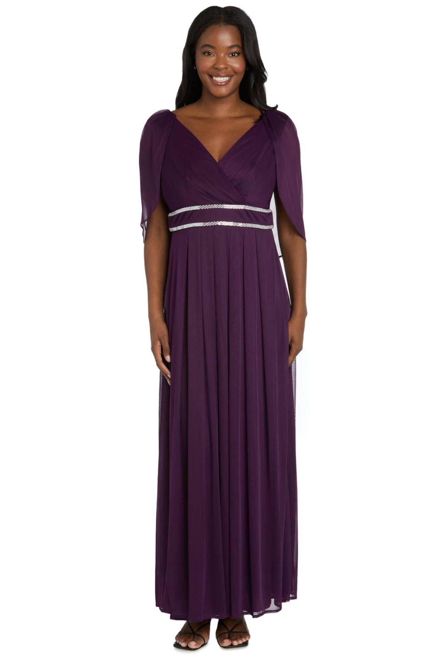 RM Richards Embellished Capelet Long Evening Dress