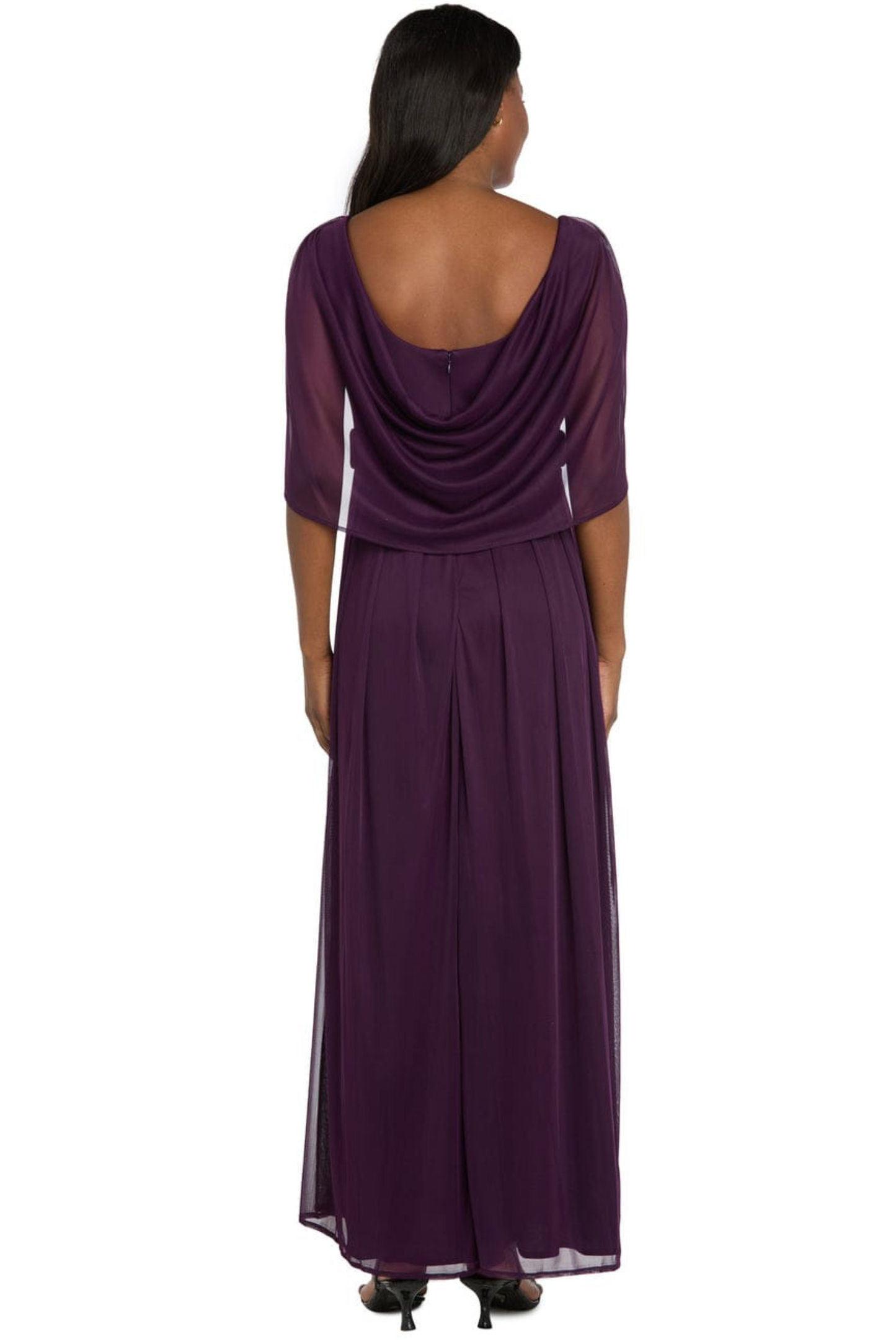 RM Richards Embellished Capelet Long Evening Dress