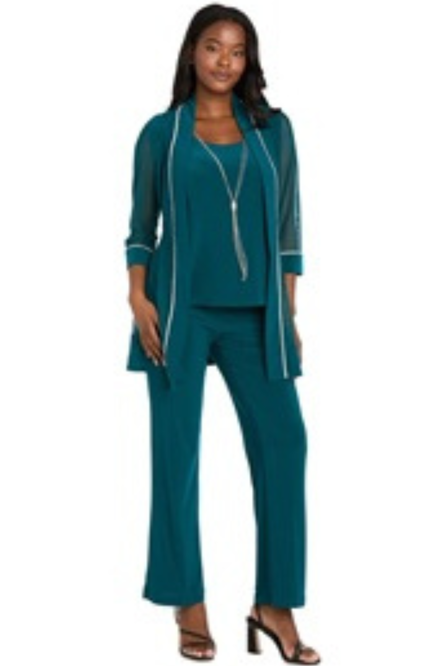 RM Richards Embellished Two-Piece Pants Set