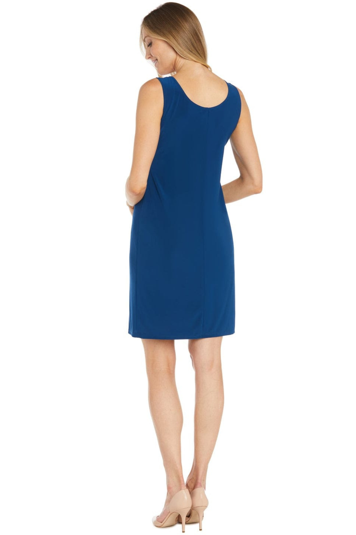 R&M Richards Crimson 2-Piece Ruffled Jacket Dress with Necklace