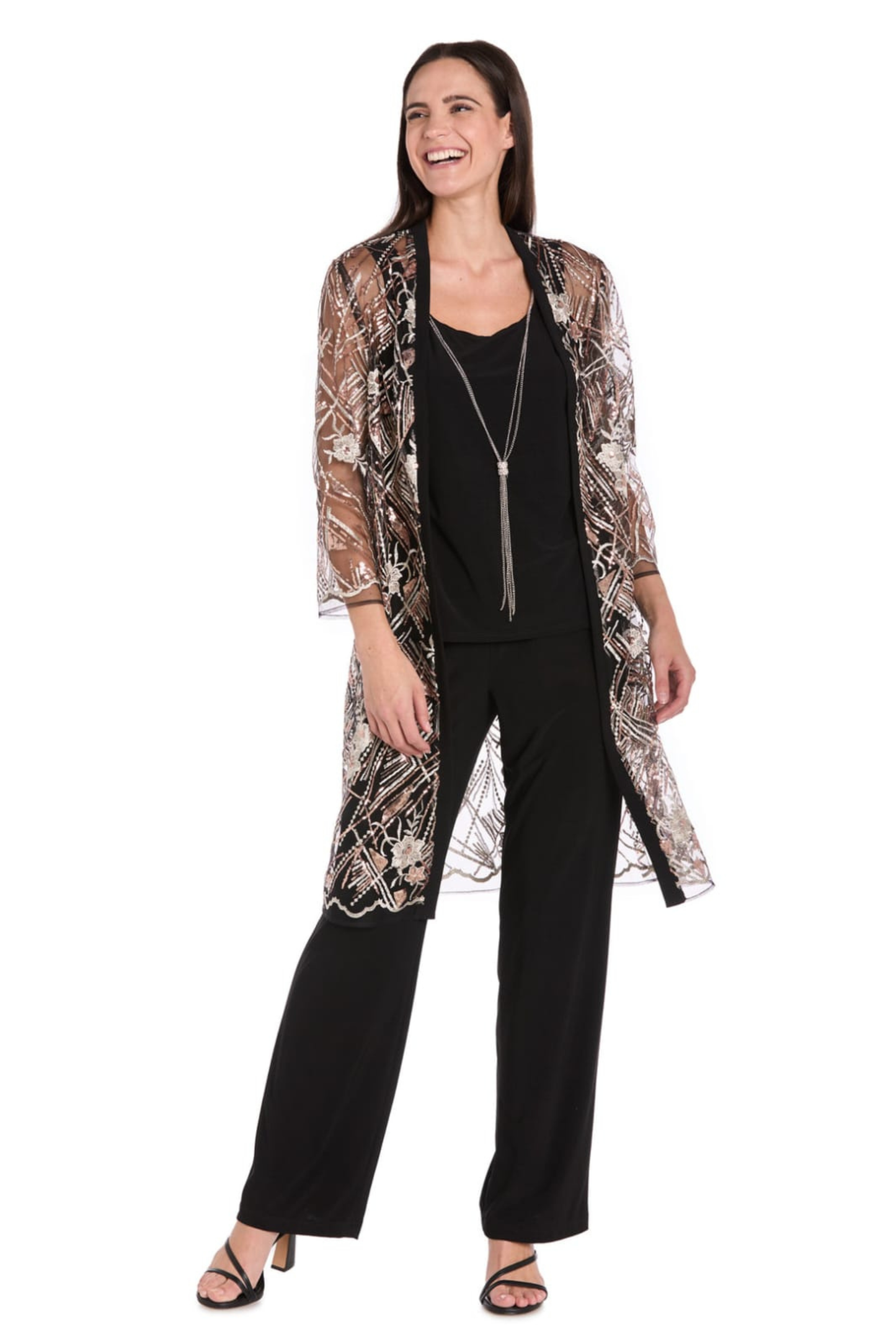 R&M Richards Metallic Embroidered Formal Pant Set