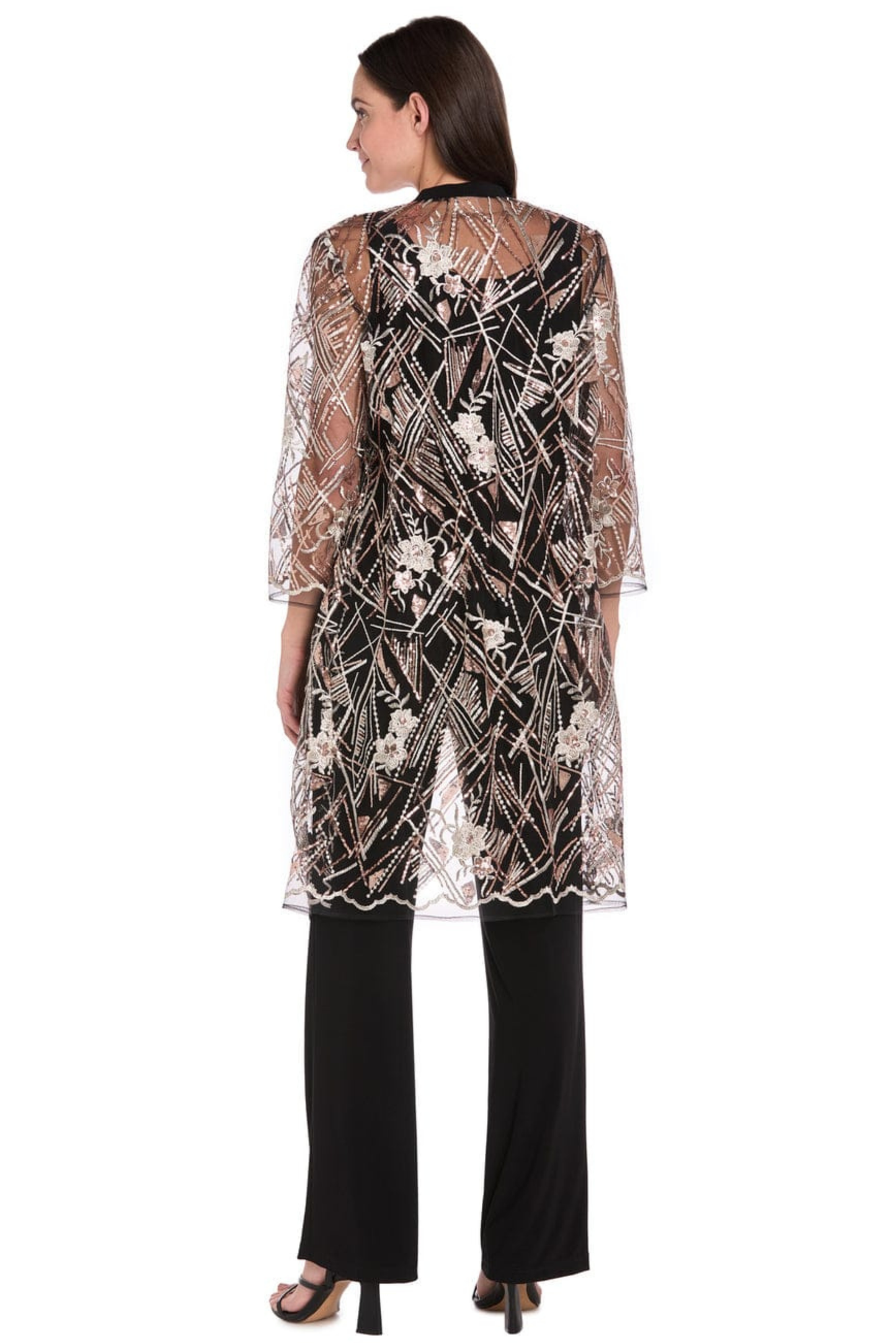 R&M Richards Metallic Embroidered Formal Pant Set