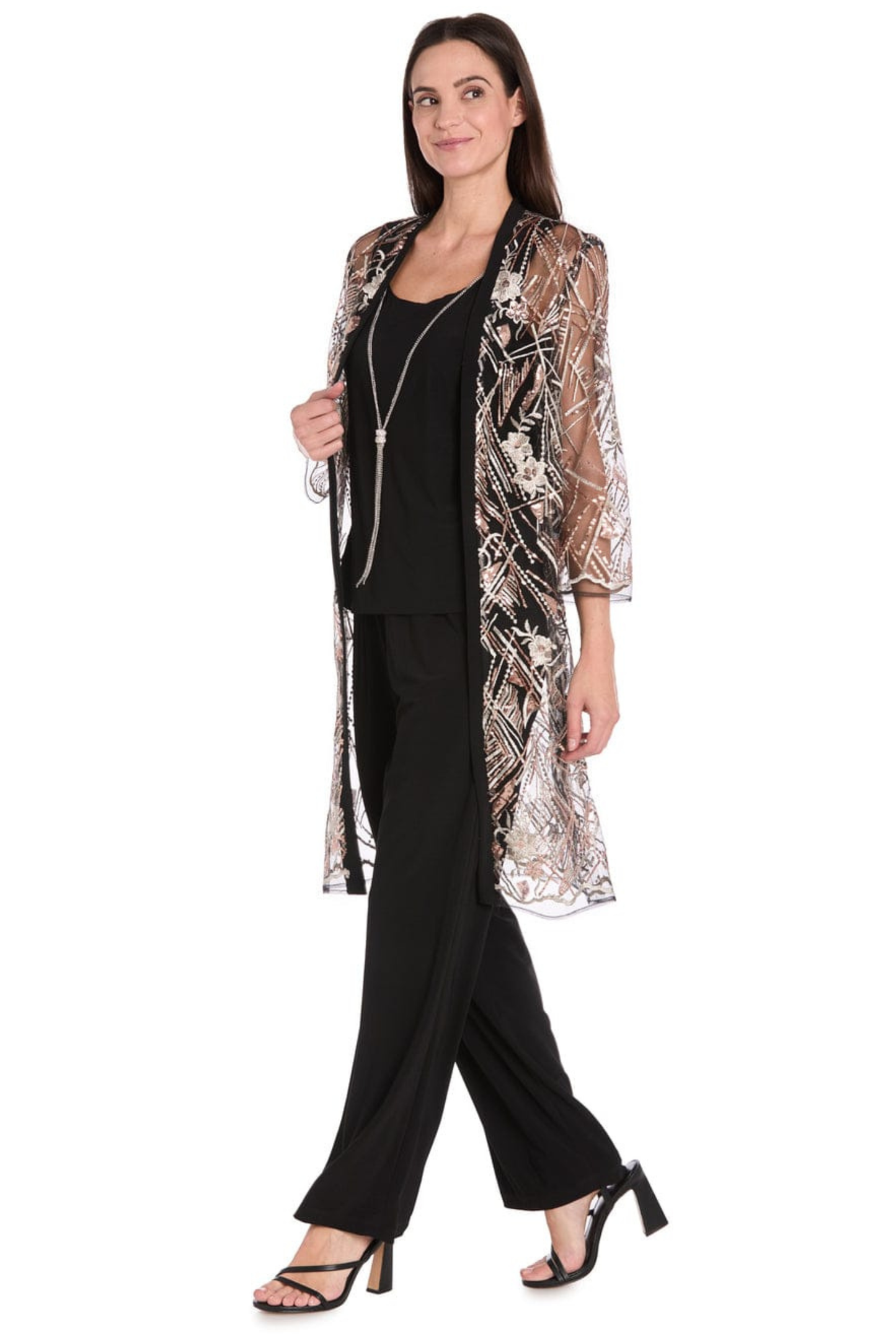 R&M Richards Metallic Embroidered Formal Pant Set