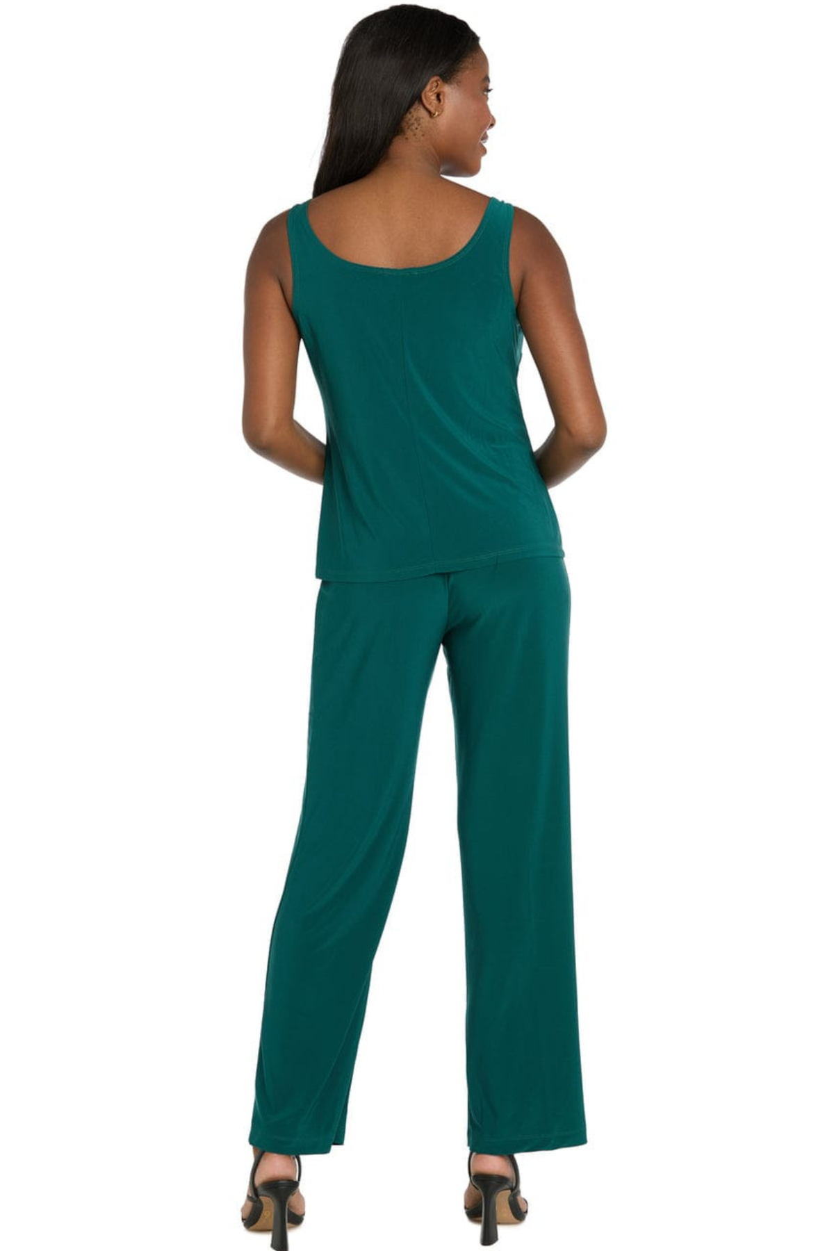R&M Richards Embroidered Sequin Floral 3-Piece Duster Pantsuit