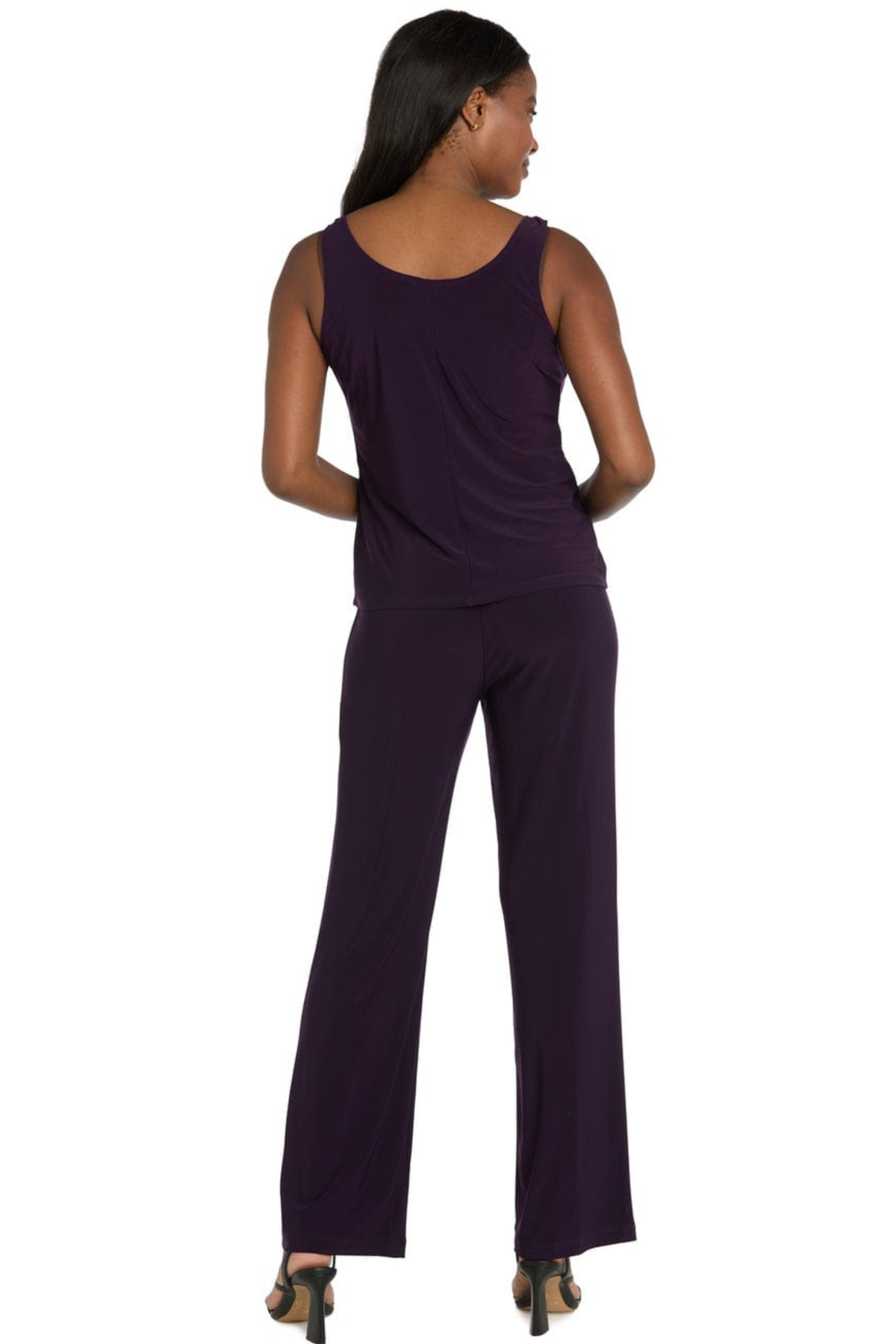 R&M Richards Embroidered Sequin Floral 3-Piece Duster Pantsuit