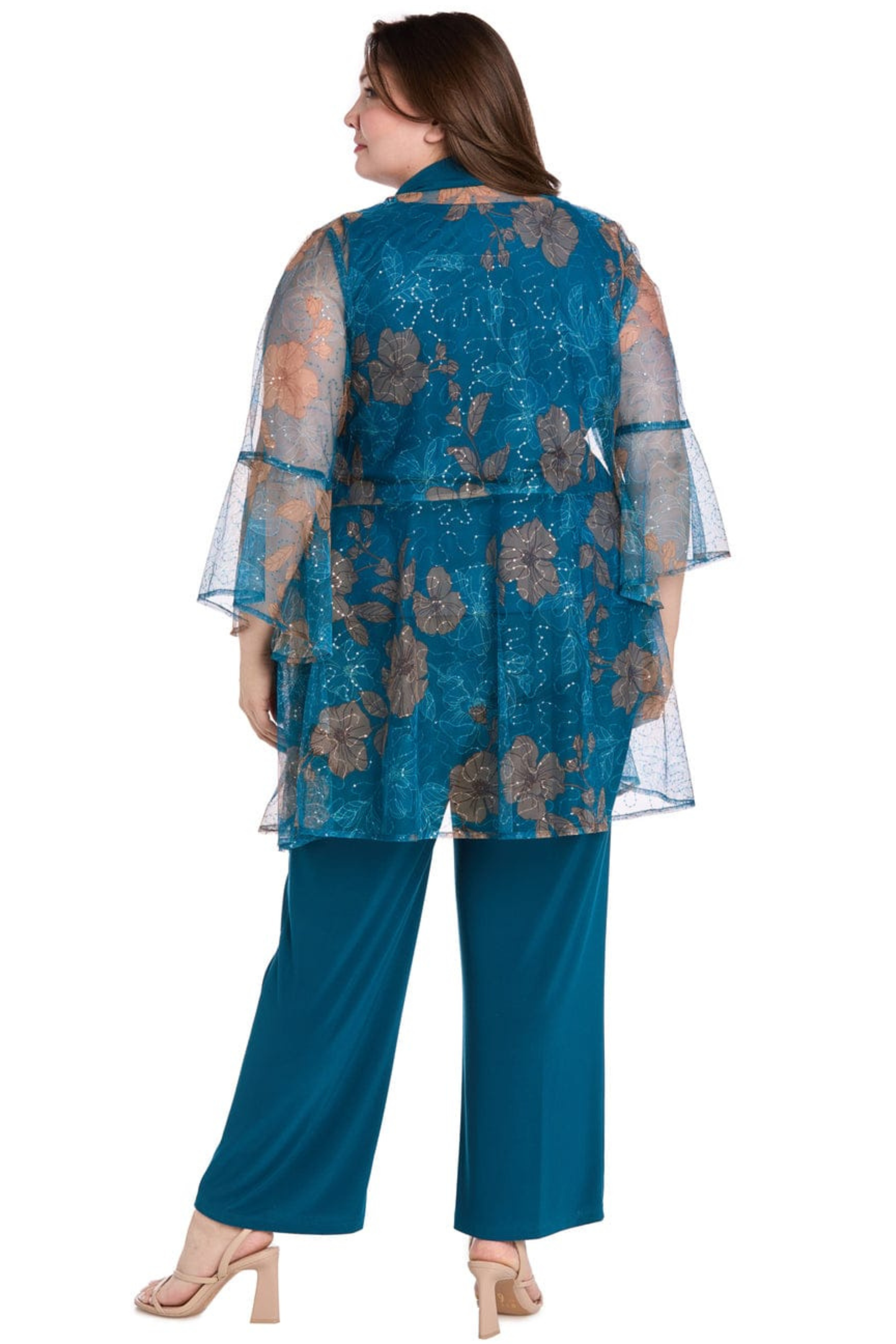 RM Richards Floral Sequined Jacket 2-Pc Pants Suit