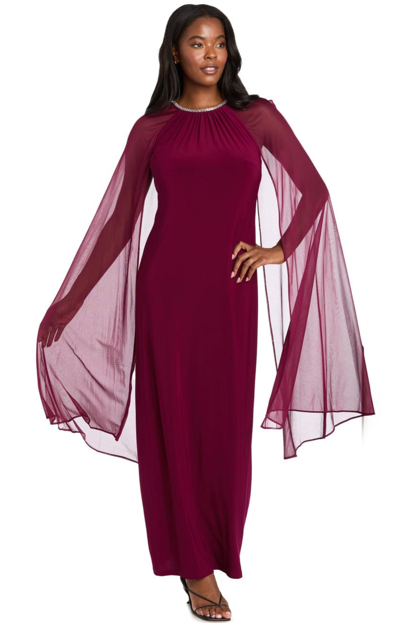 RM Richards Rhinestone Neck Long Evening Dress