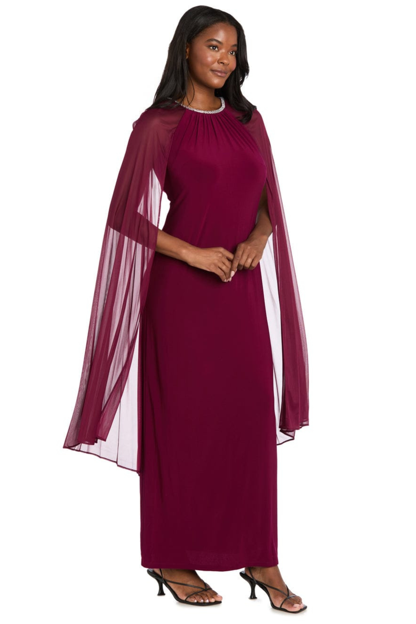 RM Richards Rhinestone Neck Long Evening Dress