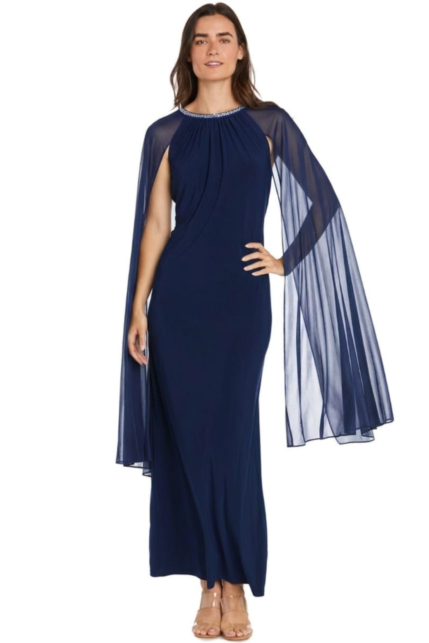 RM Richards Rhinestone Neck Long Evening Dress