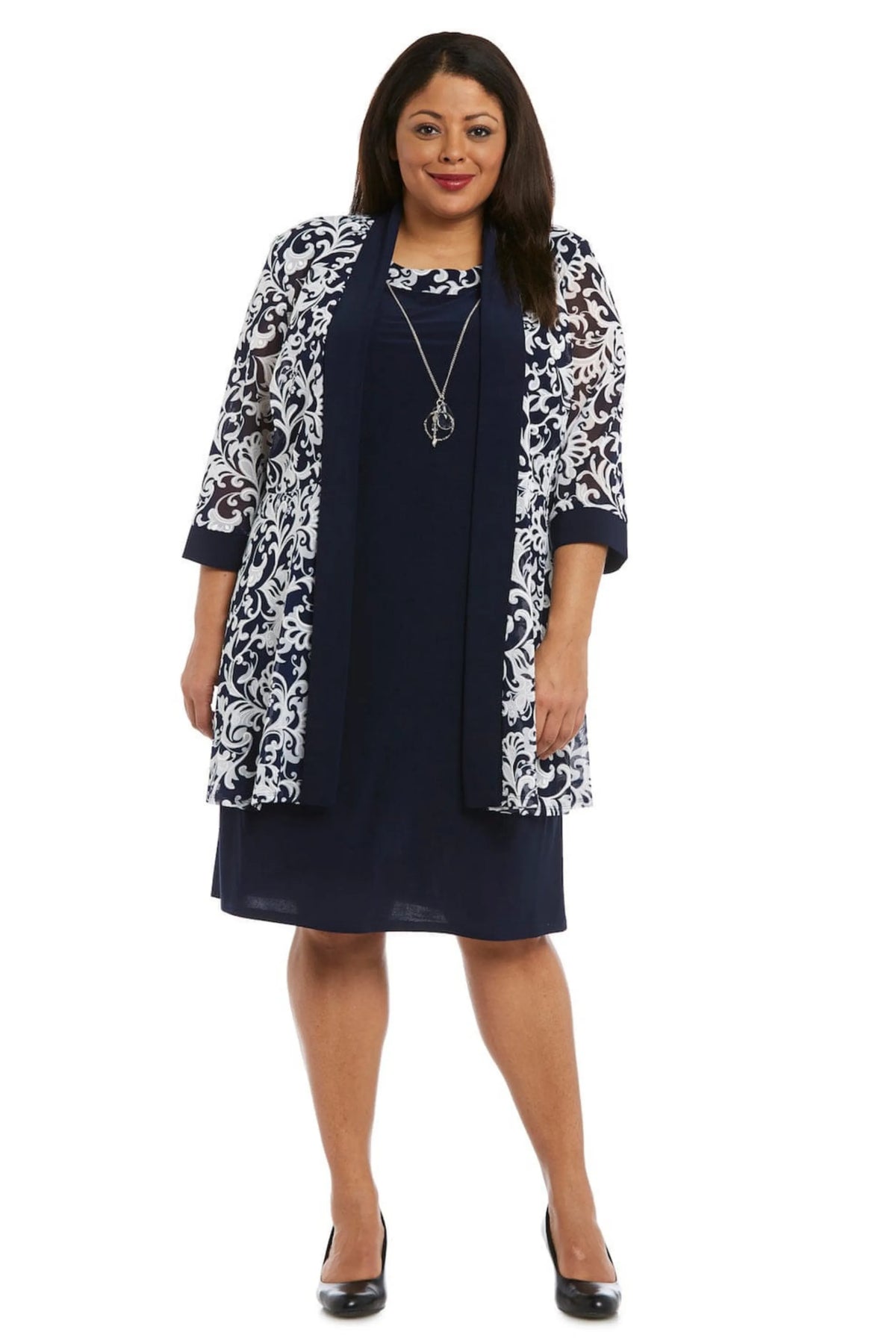 RM Richards Embroidered Filigree Jacket Dress