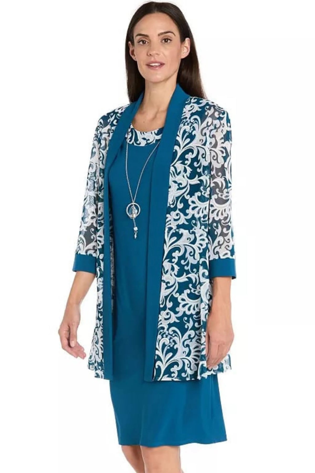 RM Richards Embroidered Filigree Jacket Dress